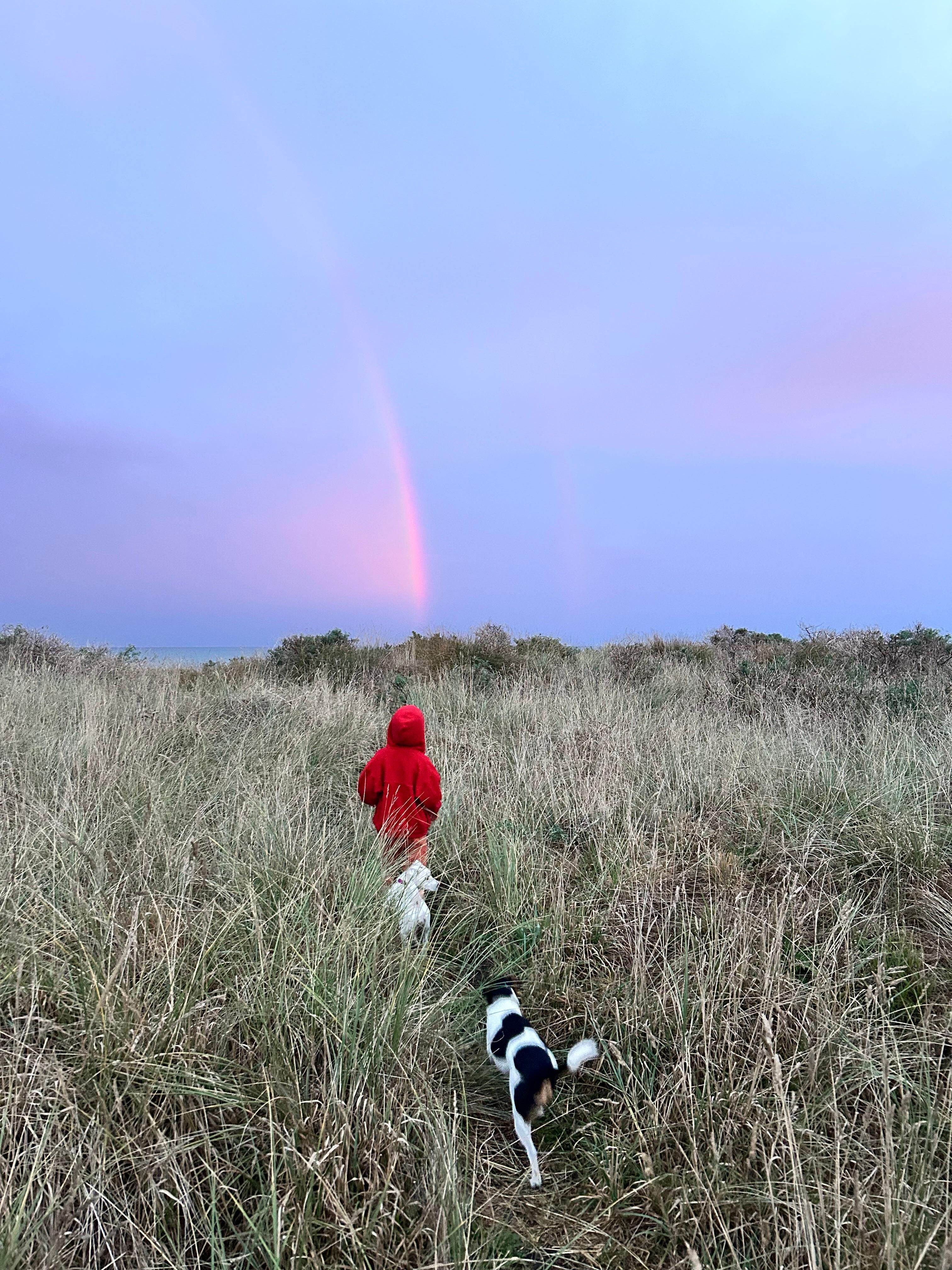 6am trip to the beach in pjs with double rainbow - something you can do when you’re beachfront! 
