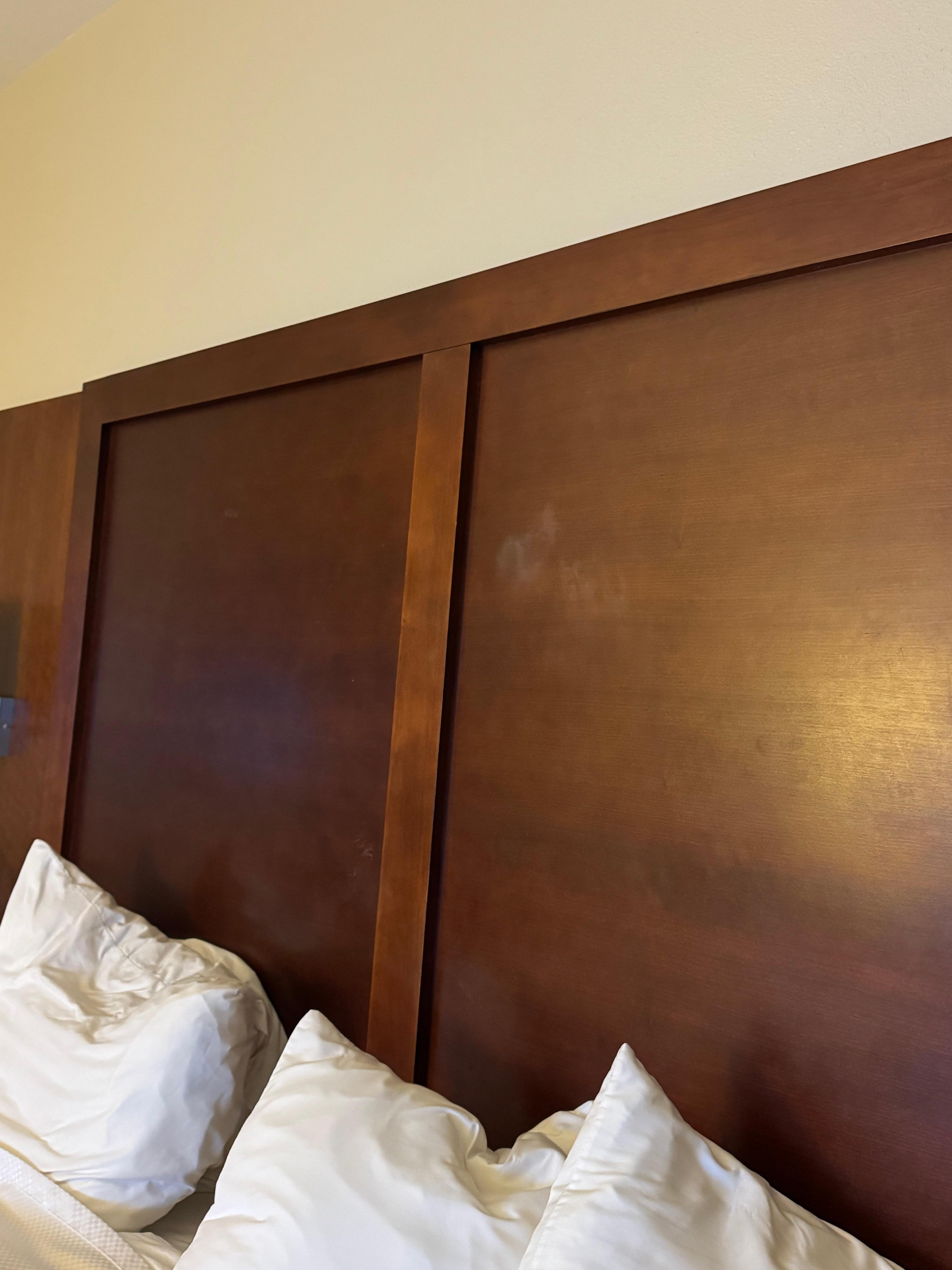 close up of dirty headboard