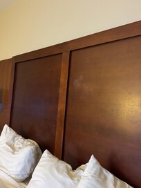 close up of dirty headboard