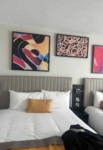 decor feels almost personal, such a comfortable bed as well.