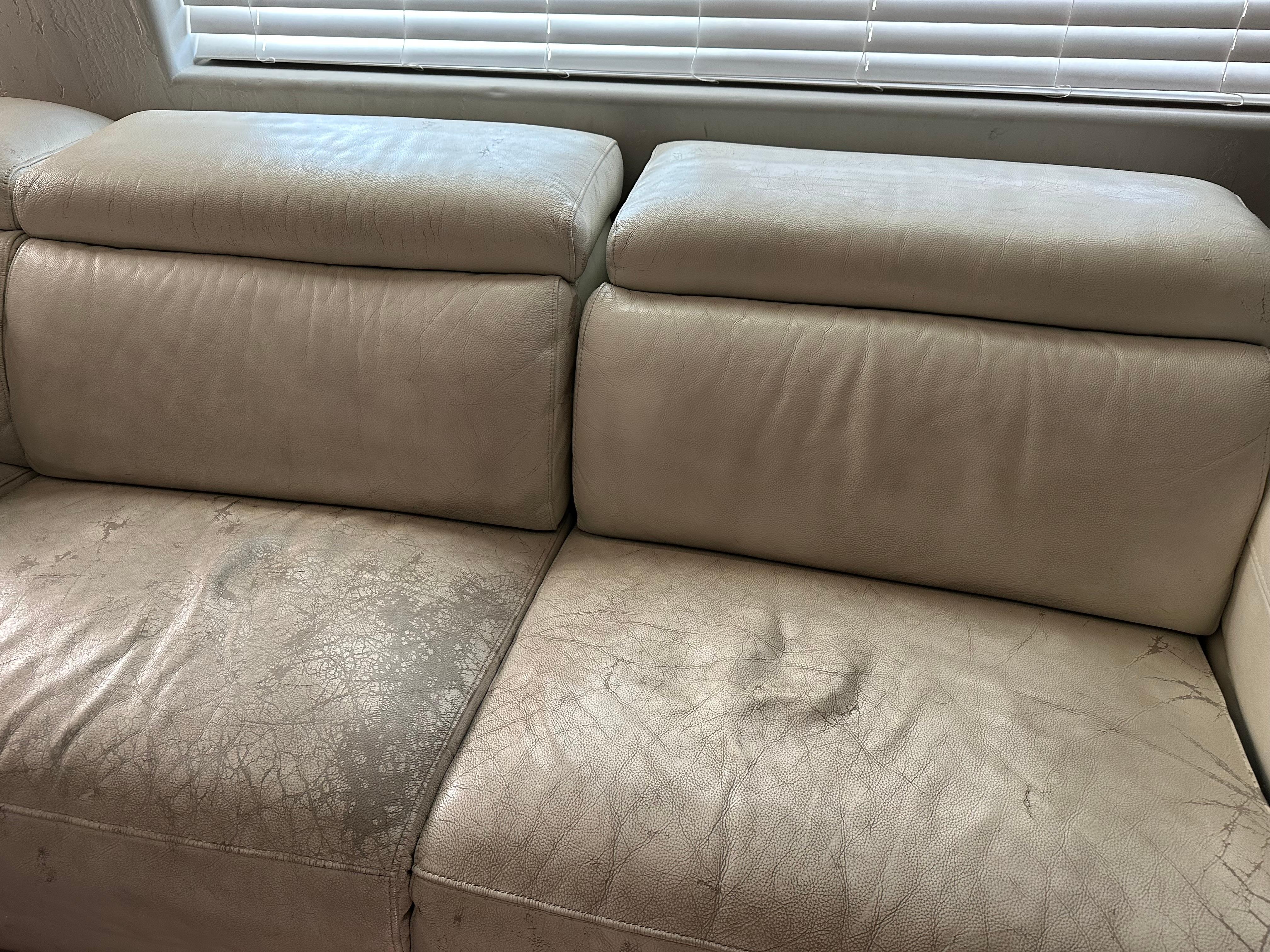 Cracked and stained couch