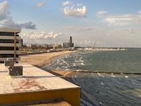 Great view from my room. The museum is located in the distance near the tall buildings. I actually could have walked there, along the beach and sea wall. Next time.