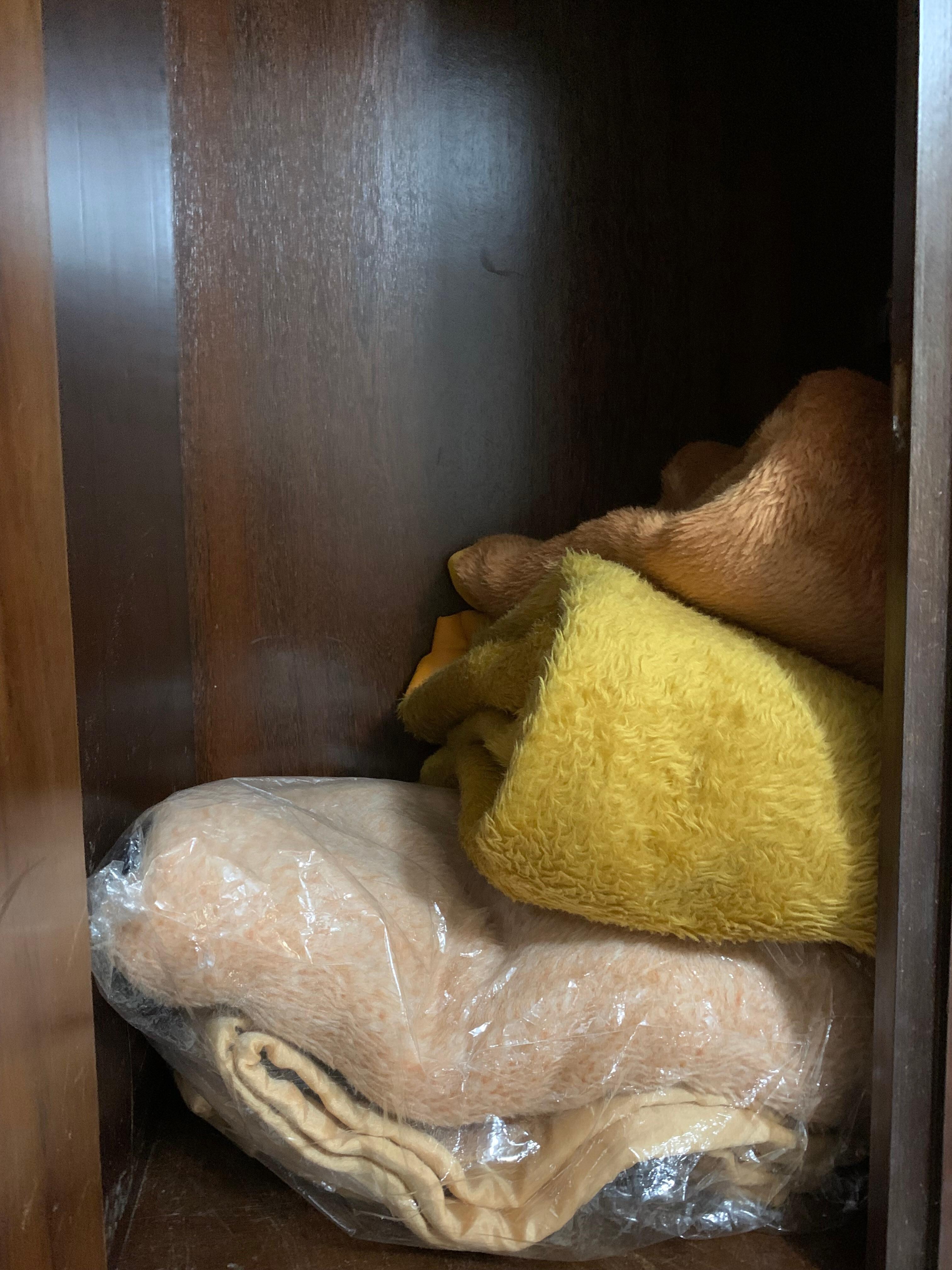 Cobertores velhos e com cheiro que já foram utilizados. 