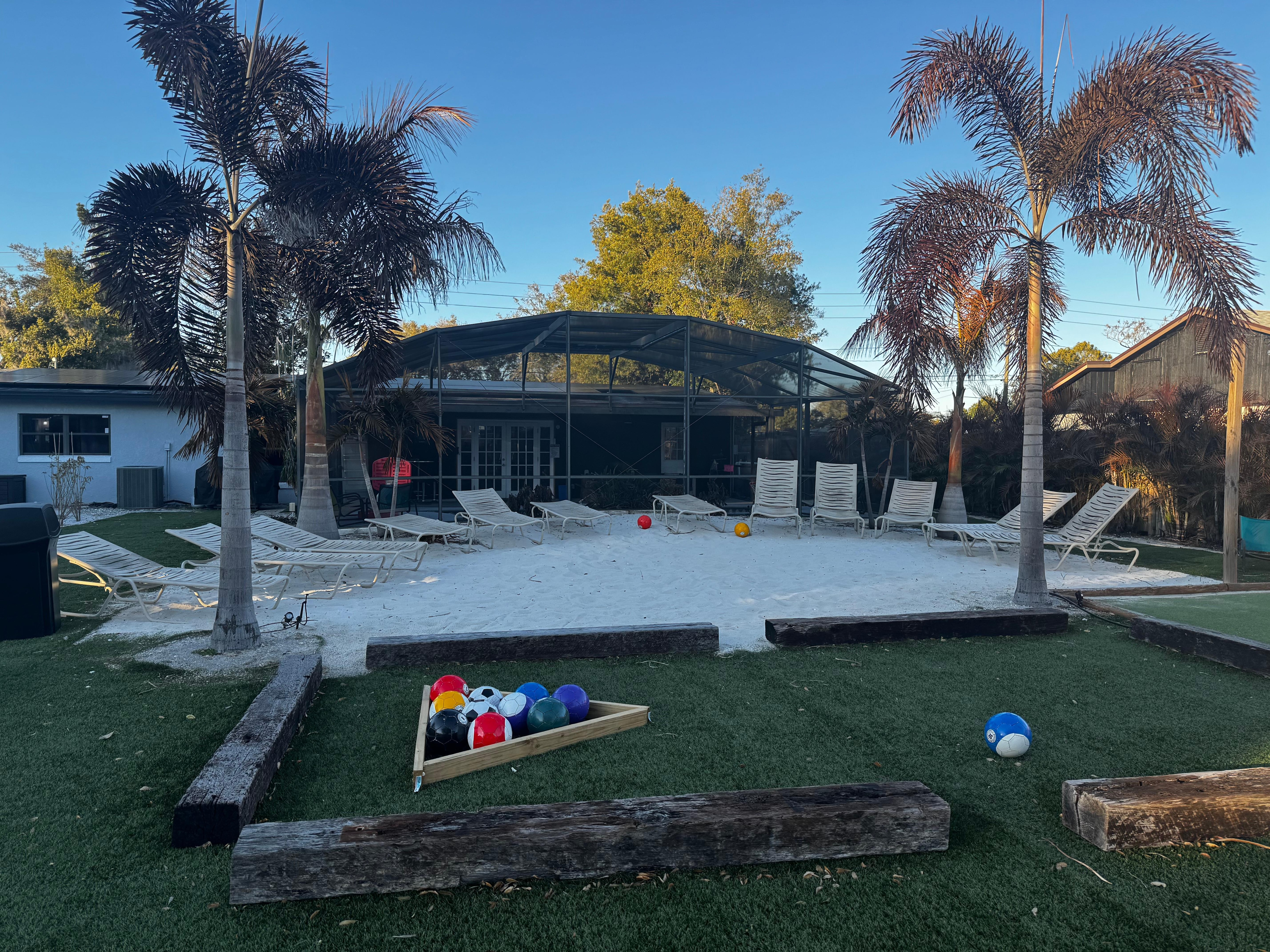 Sand and 12 lounge chairs