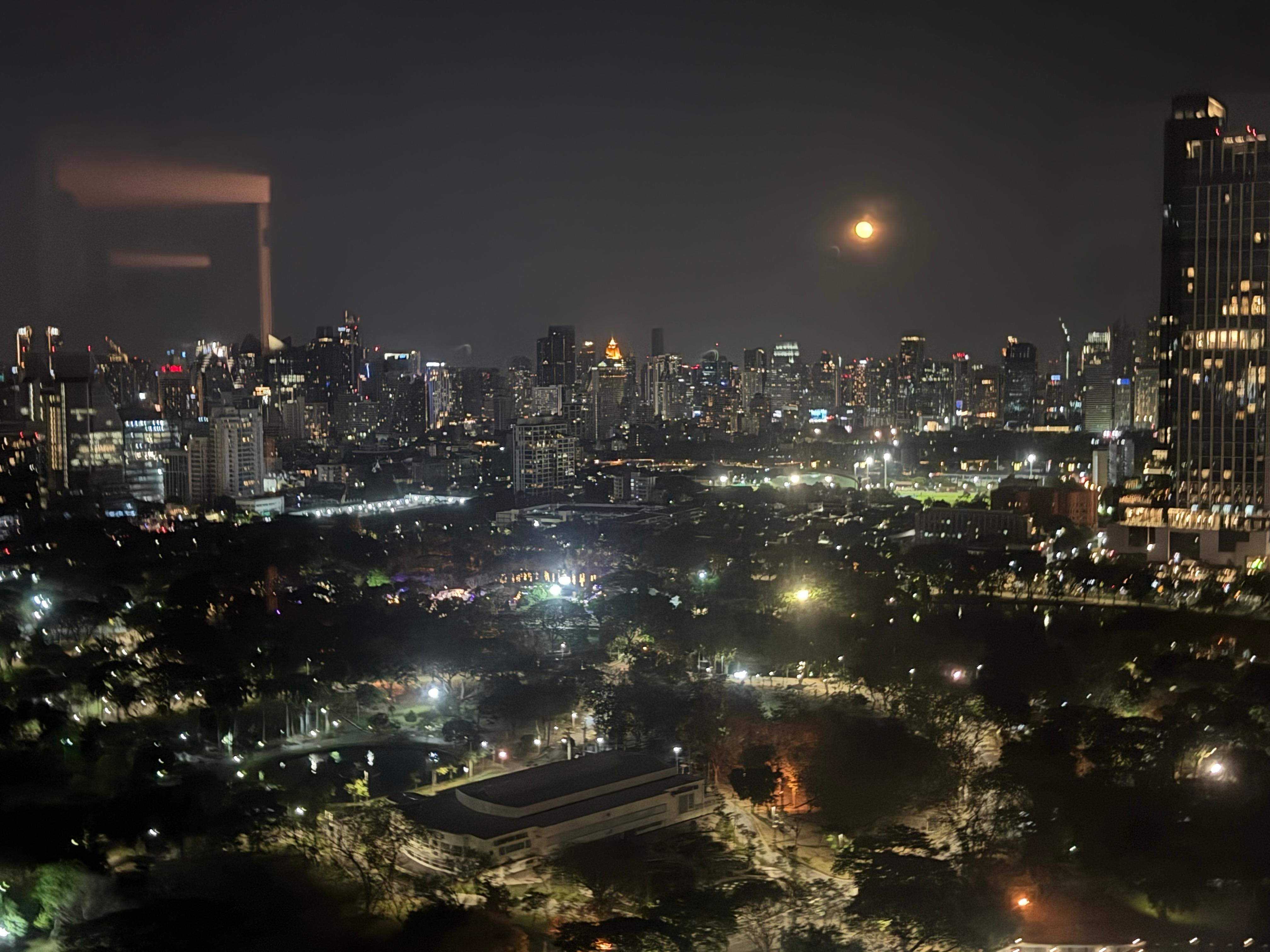 View from the room at night. 