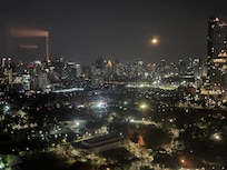 View from the room at night.