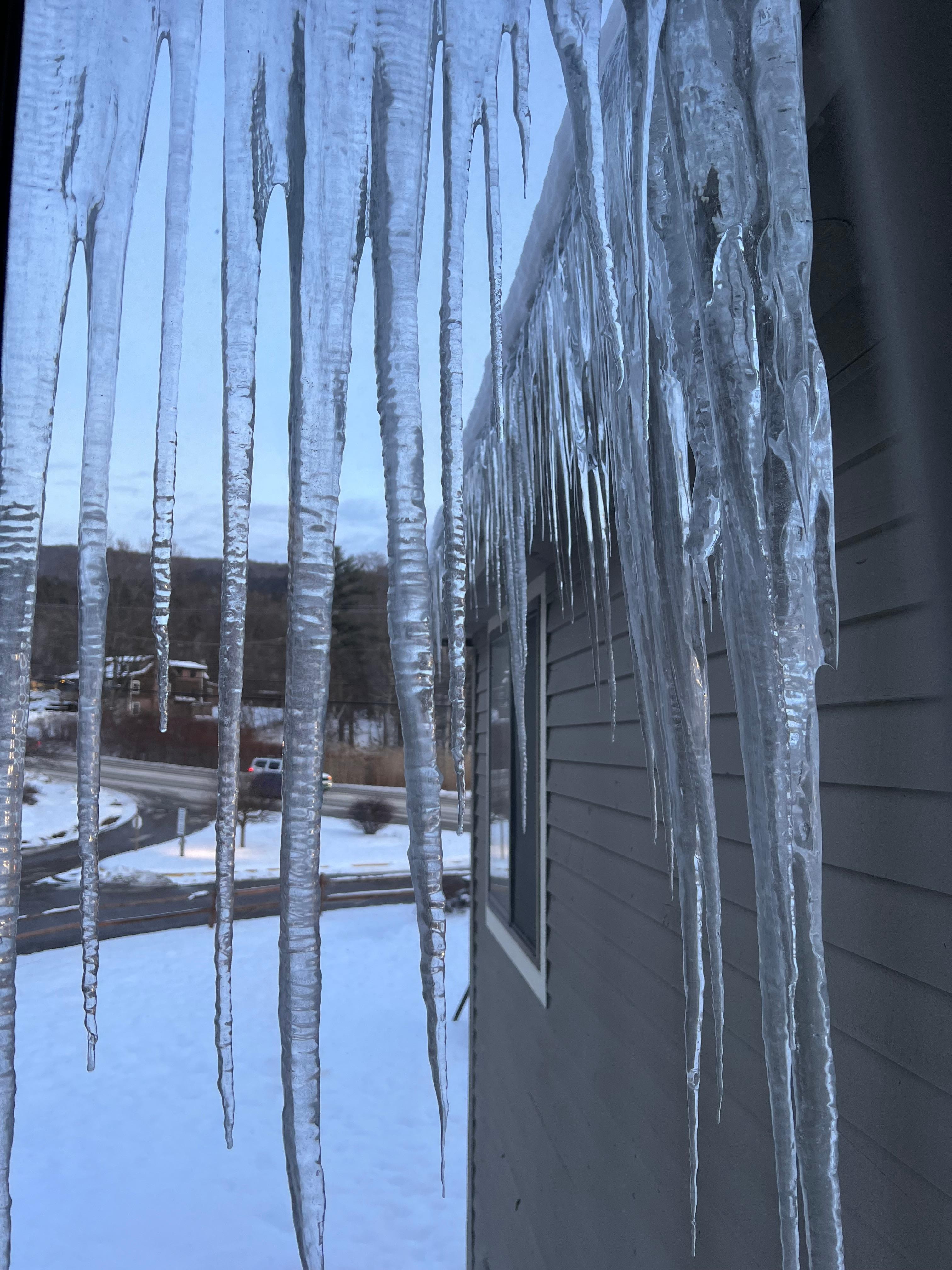 It was cold   View out to front 