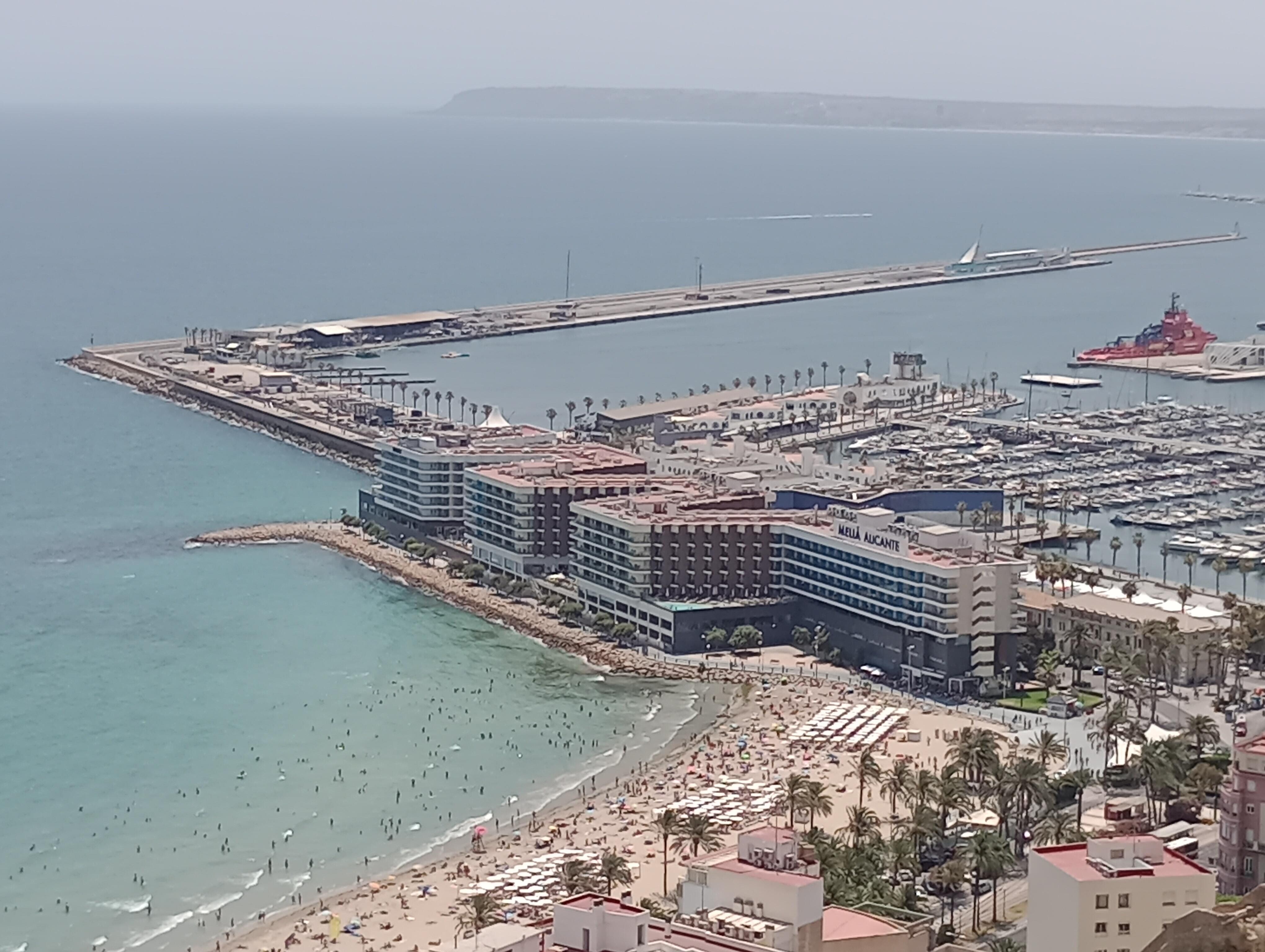 The view of the hotel from the castle.