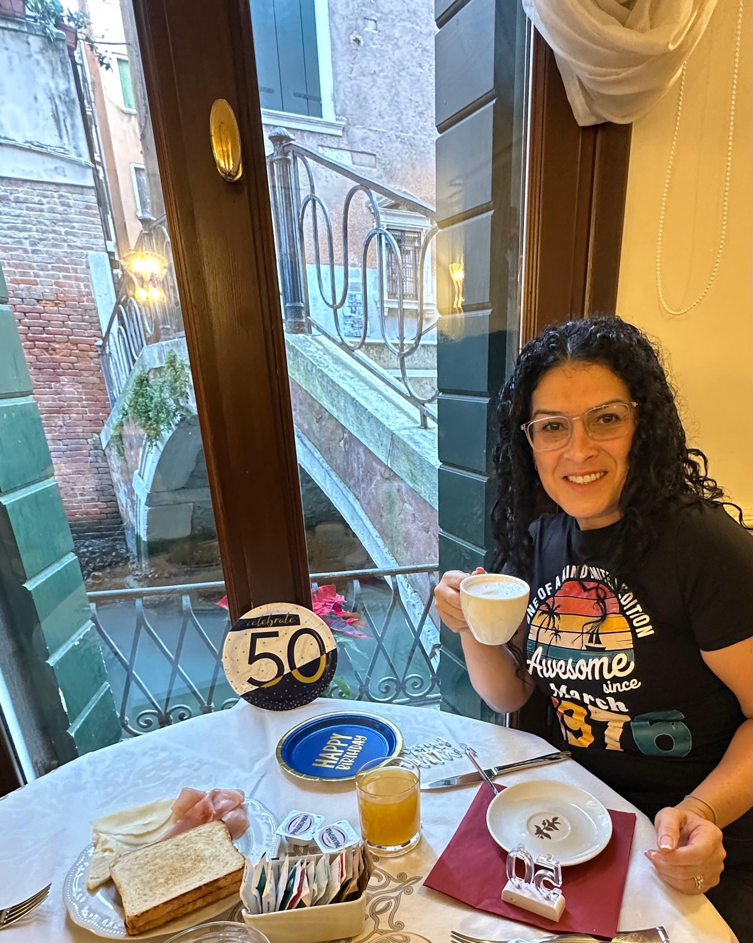 At breakfast with a view 