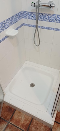 Plato de ducha picado, y el grifo de esta ducha estaba roto y no permitía regular la temperatura del agua. Nos dijeron que no había fontanero hasta dentro de 2 días