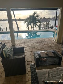 View and access to to the pool from master bedroom.