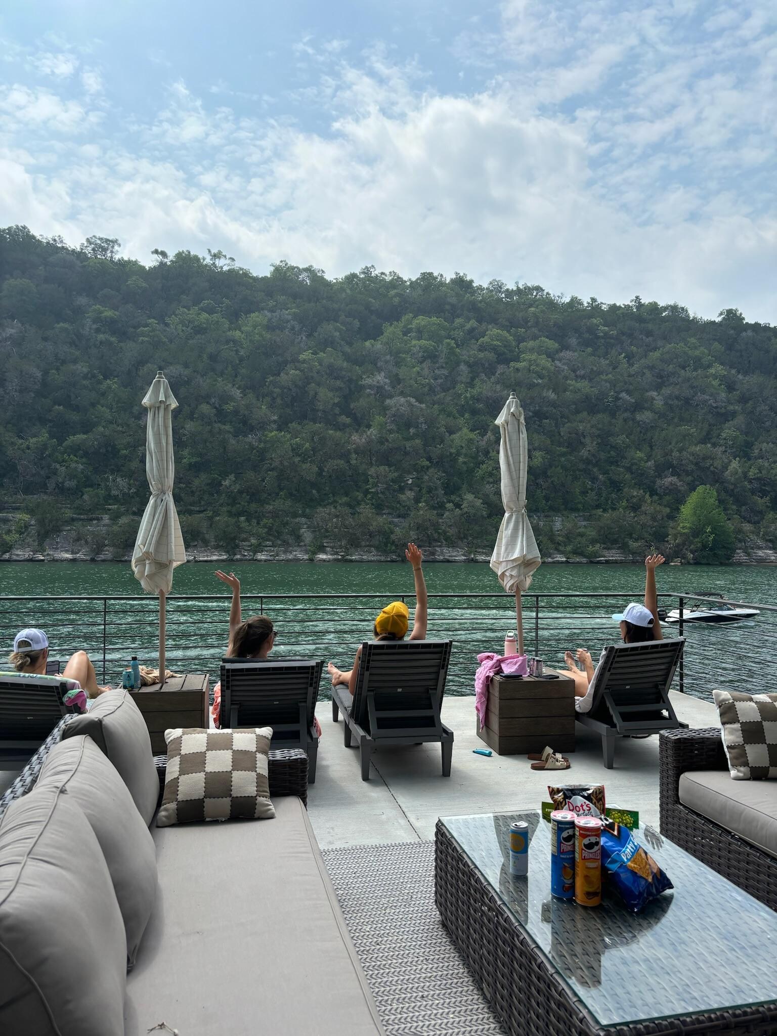 Awesome 2 story dock with great patio furniture