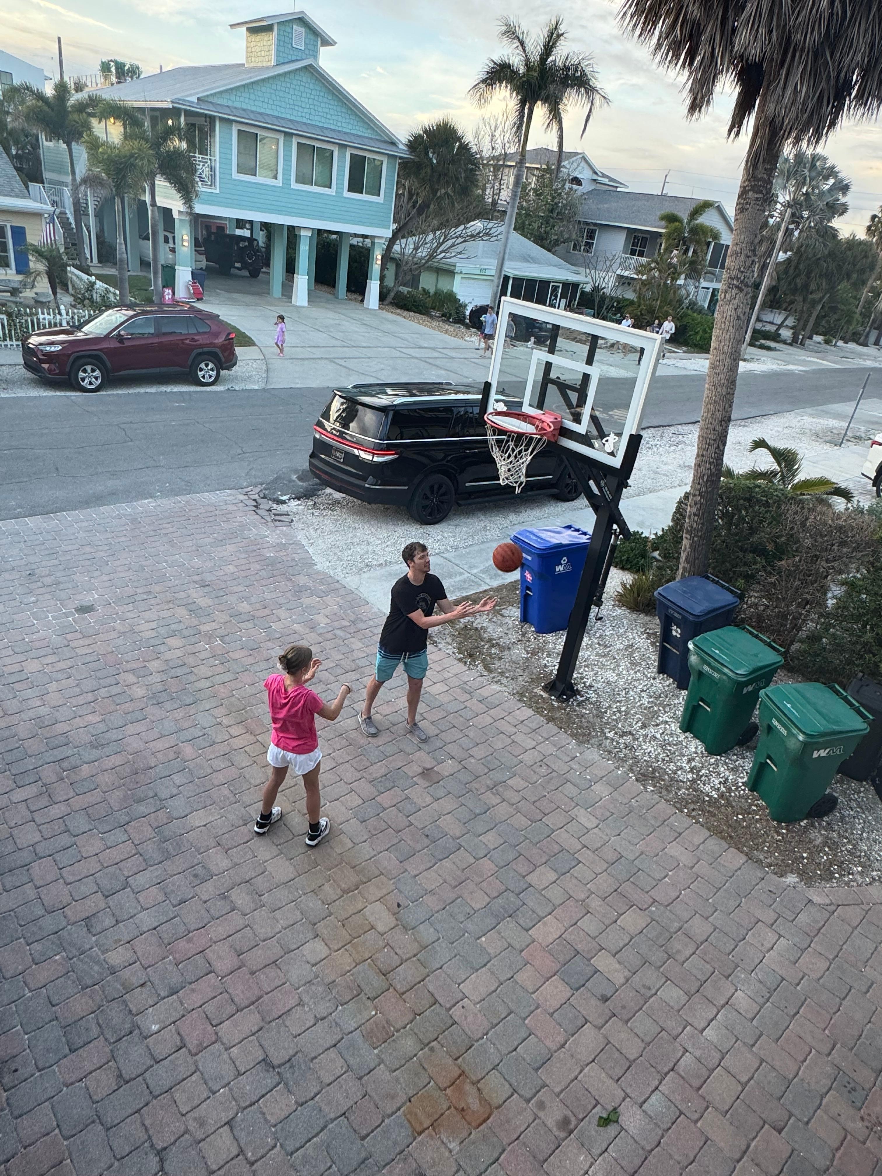 Basketball goal from front deck