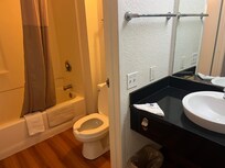 The tub looked well abused but was clean enough.