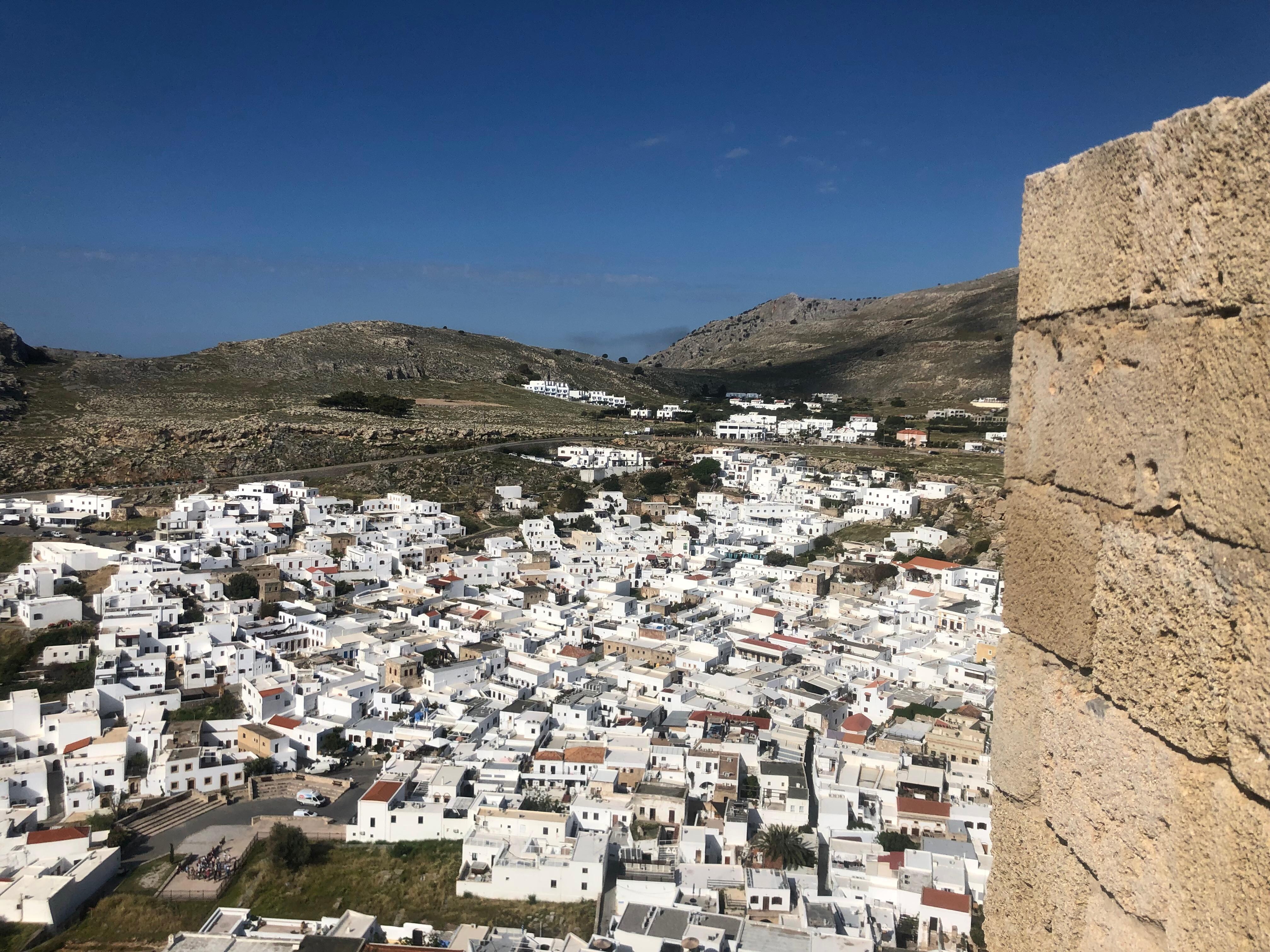 View of the town of Lindos from the Acropolis!
