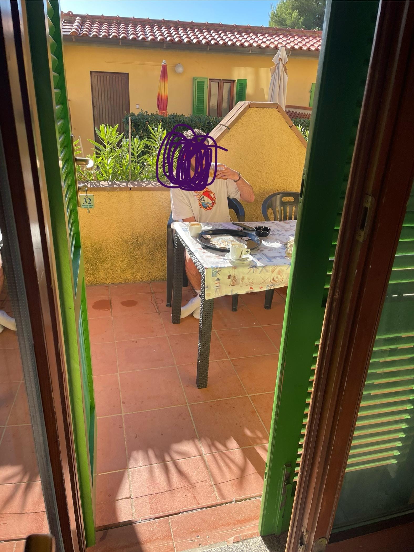 Sitting on our private porch 💜