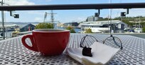 Evening tea on the balcony overlooking Franklin Wharf