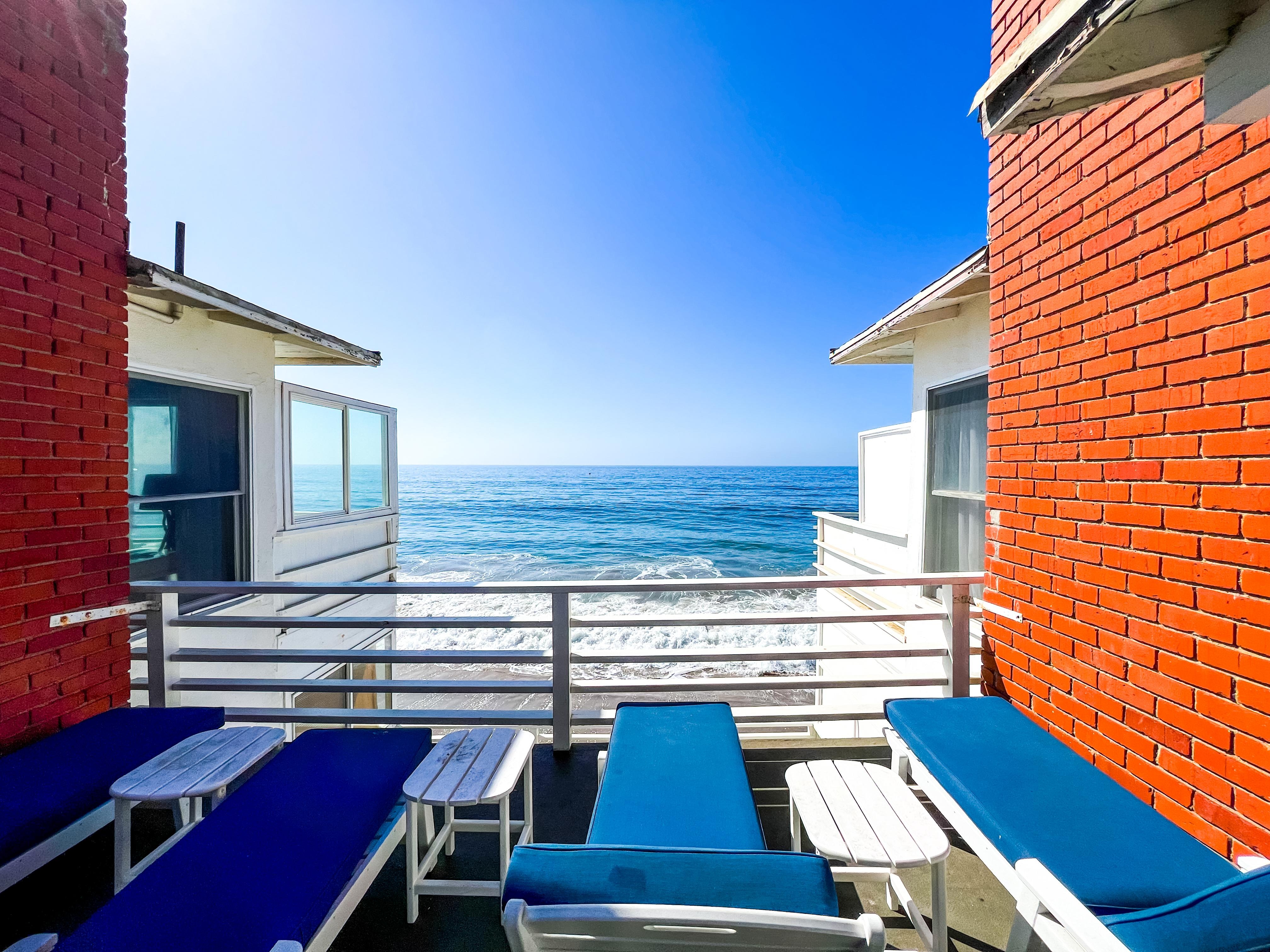 Tanning deck right outside the front door with a beautiful view. 