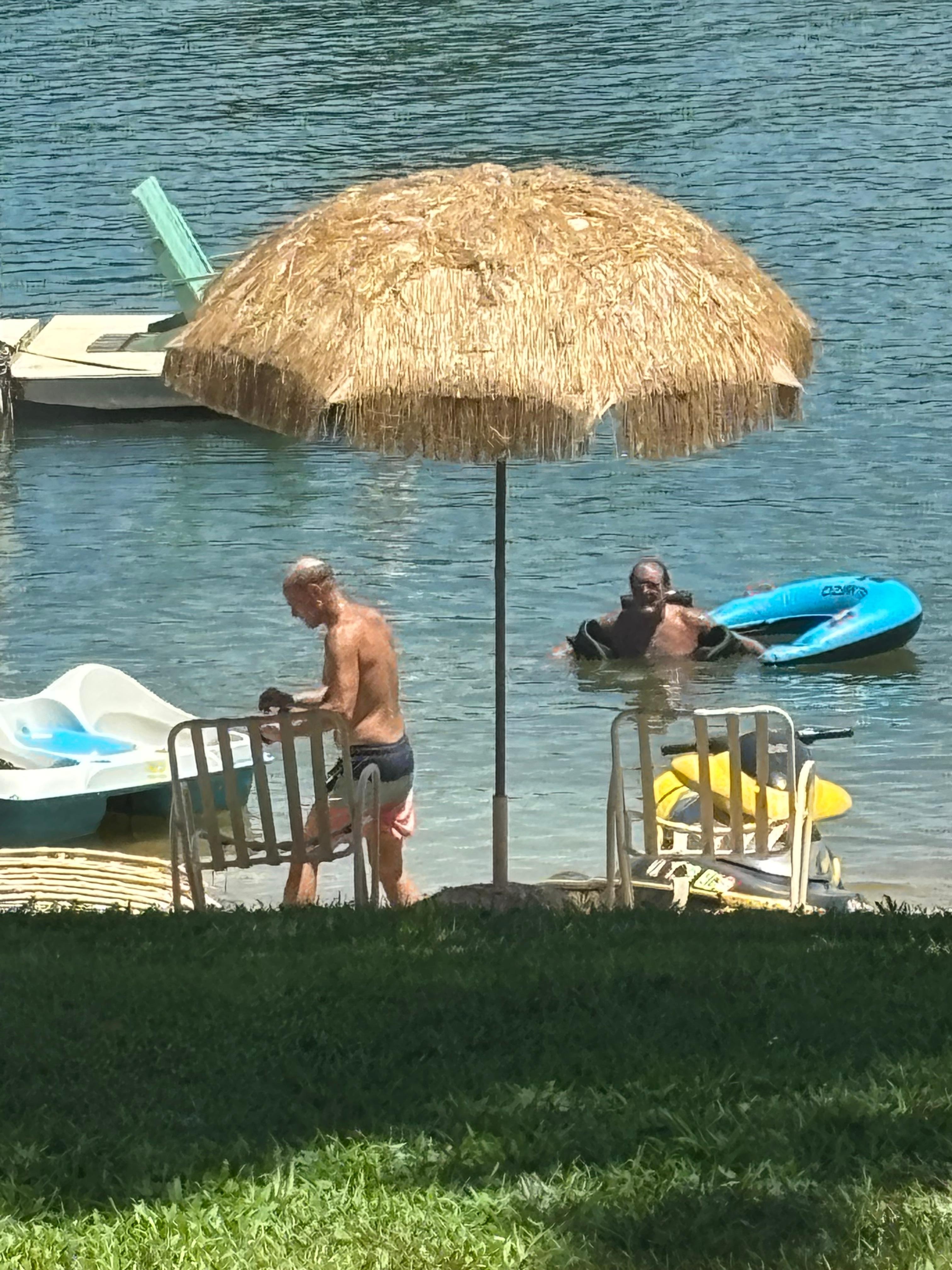 Host and friend on private beach