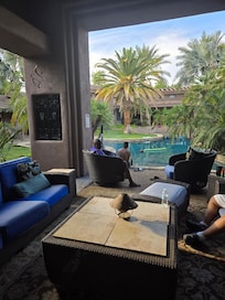 Family time by the pool.