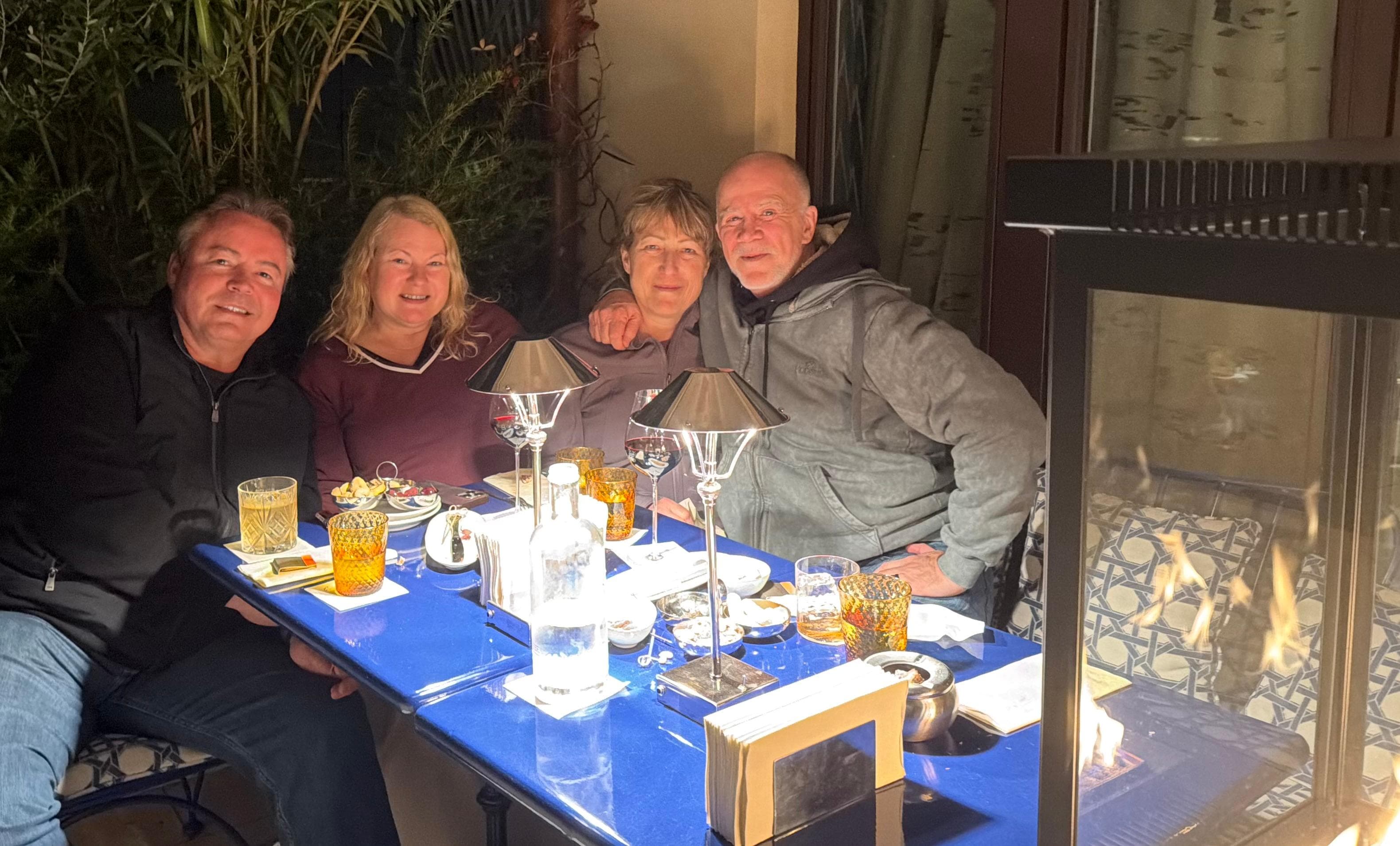 Lots of laughs at the rooftop bar. 