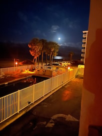 Moon over ocean at 3:30 Saturday night