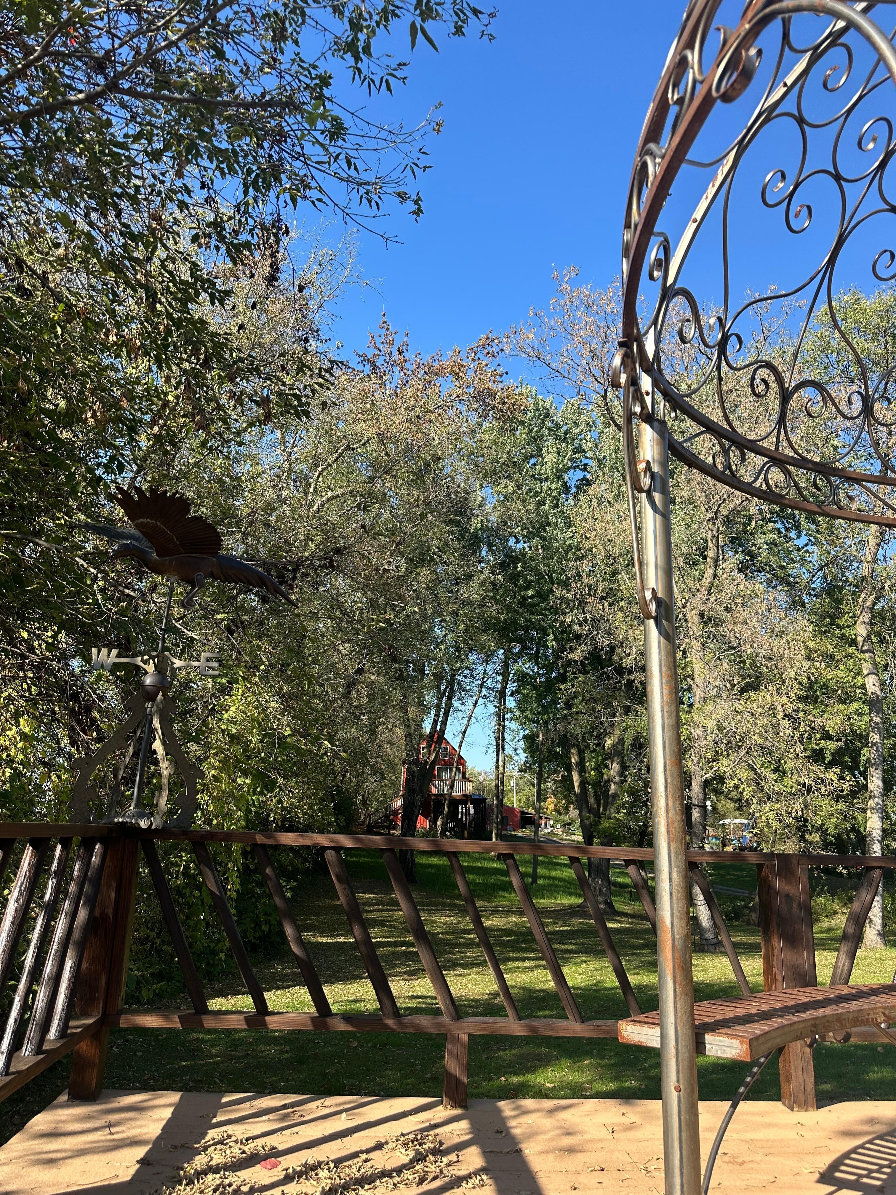 From the corner deck by the cornfield, looking up to The Cottage.