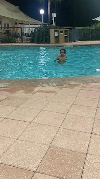 Night time swimming with grandson😄