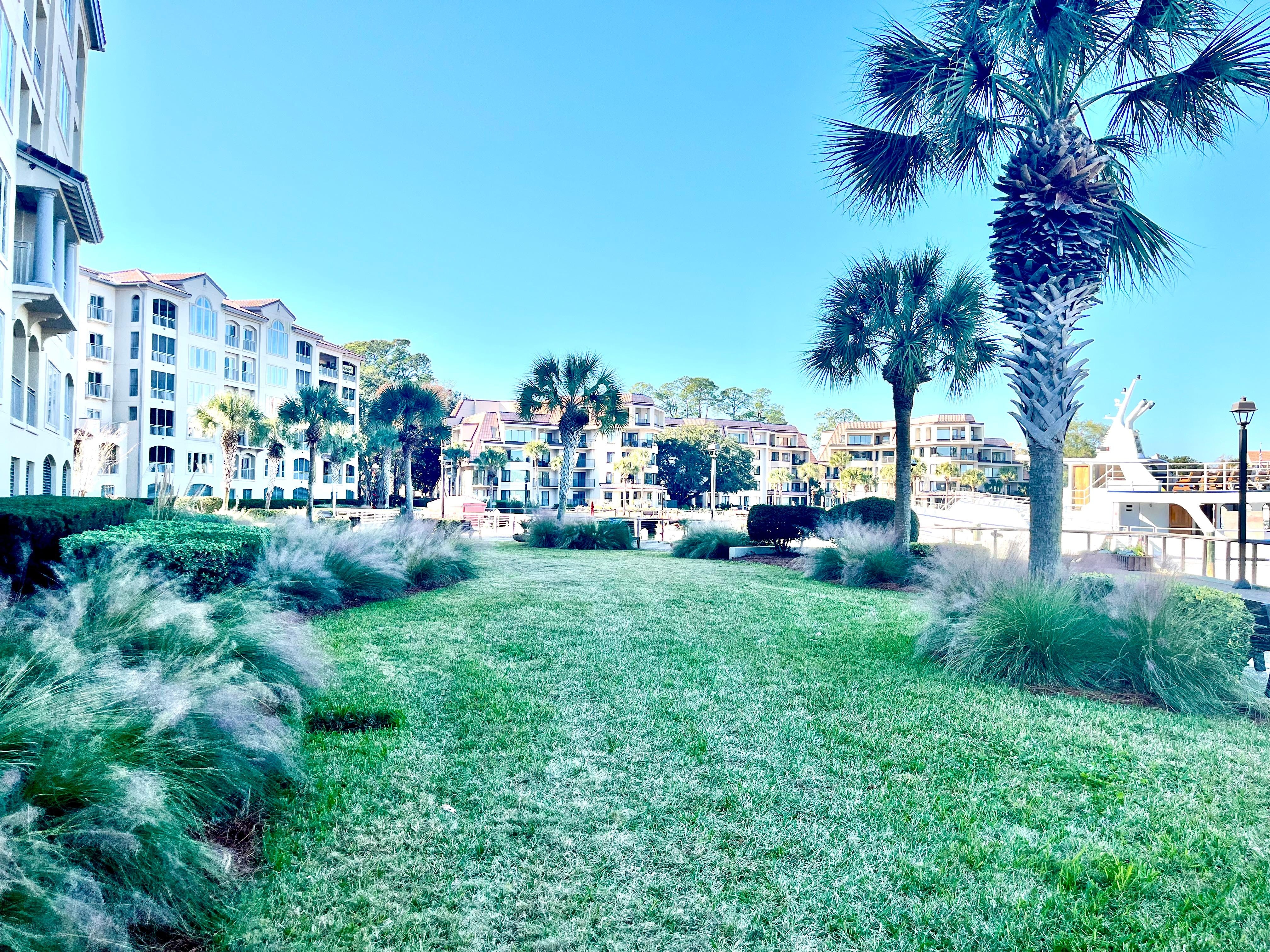 Walking path in the marina and harbor where villa is located 