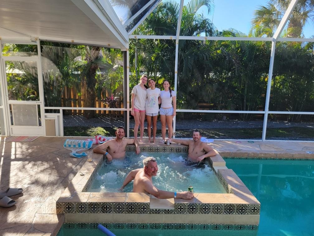 Dads enjoying the hot tub 