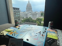 The library adjacent to Club level was a fun hangout after breakfast on club level at The Concourse and Governor’s Club in Madison, WI. 07/04/2025