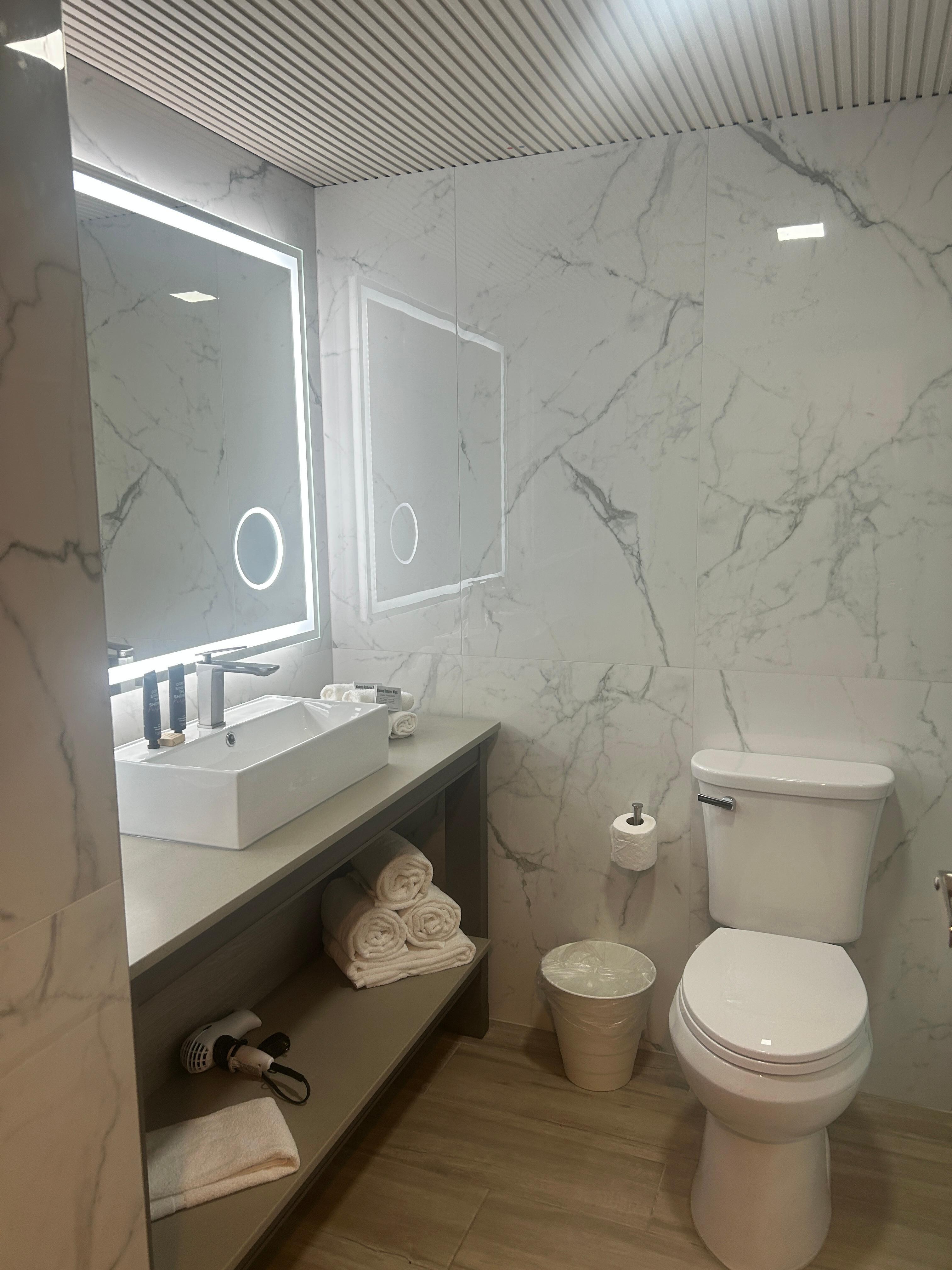 Bathroom was clean and modern - but shower water gets everywhere 