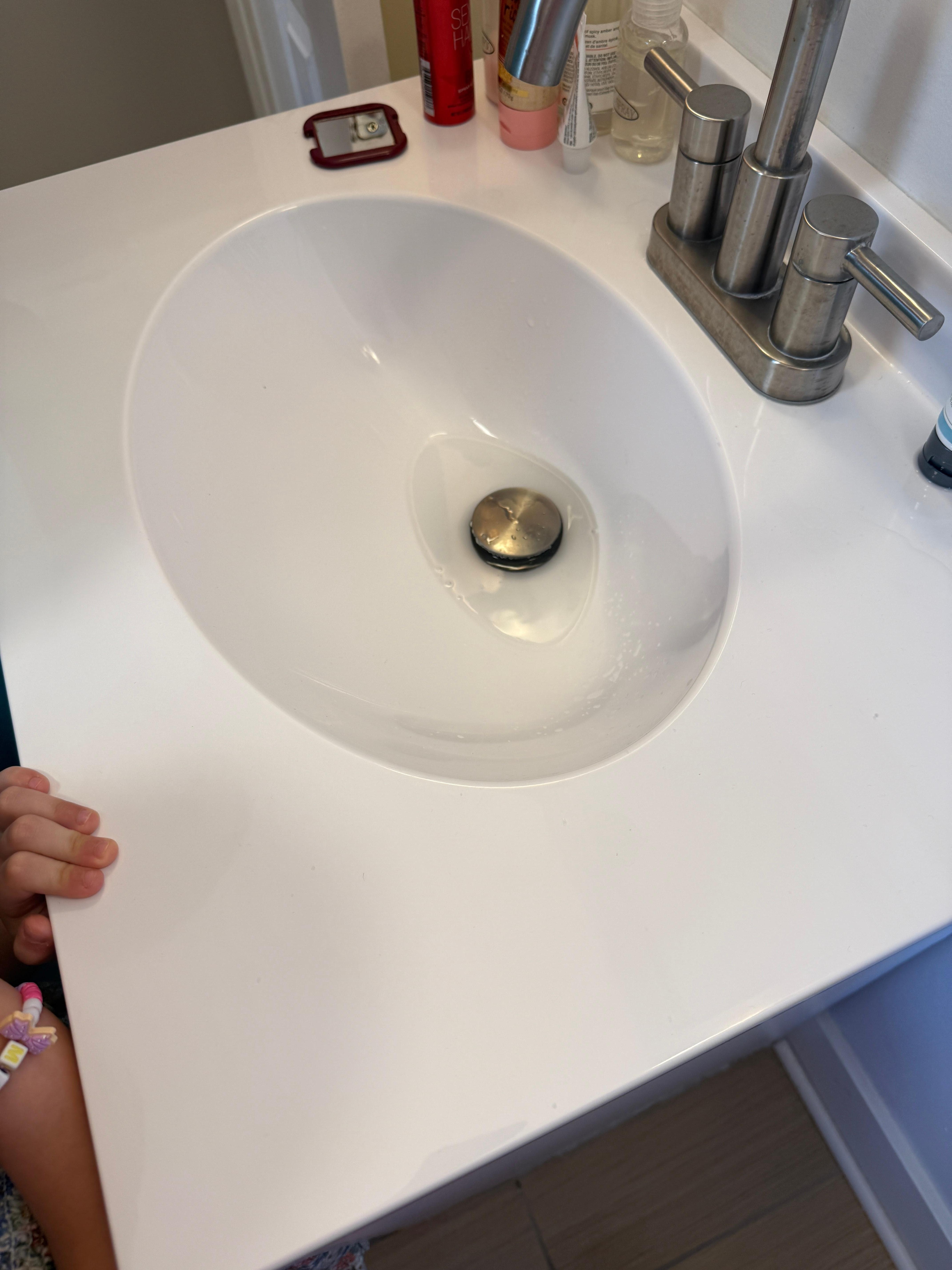 Water not going down in basement bathroom sink.