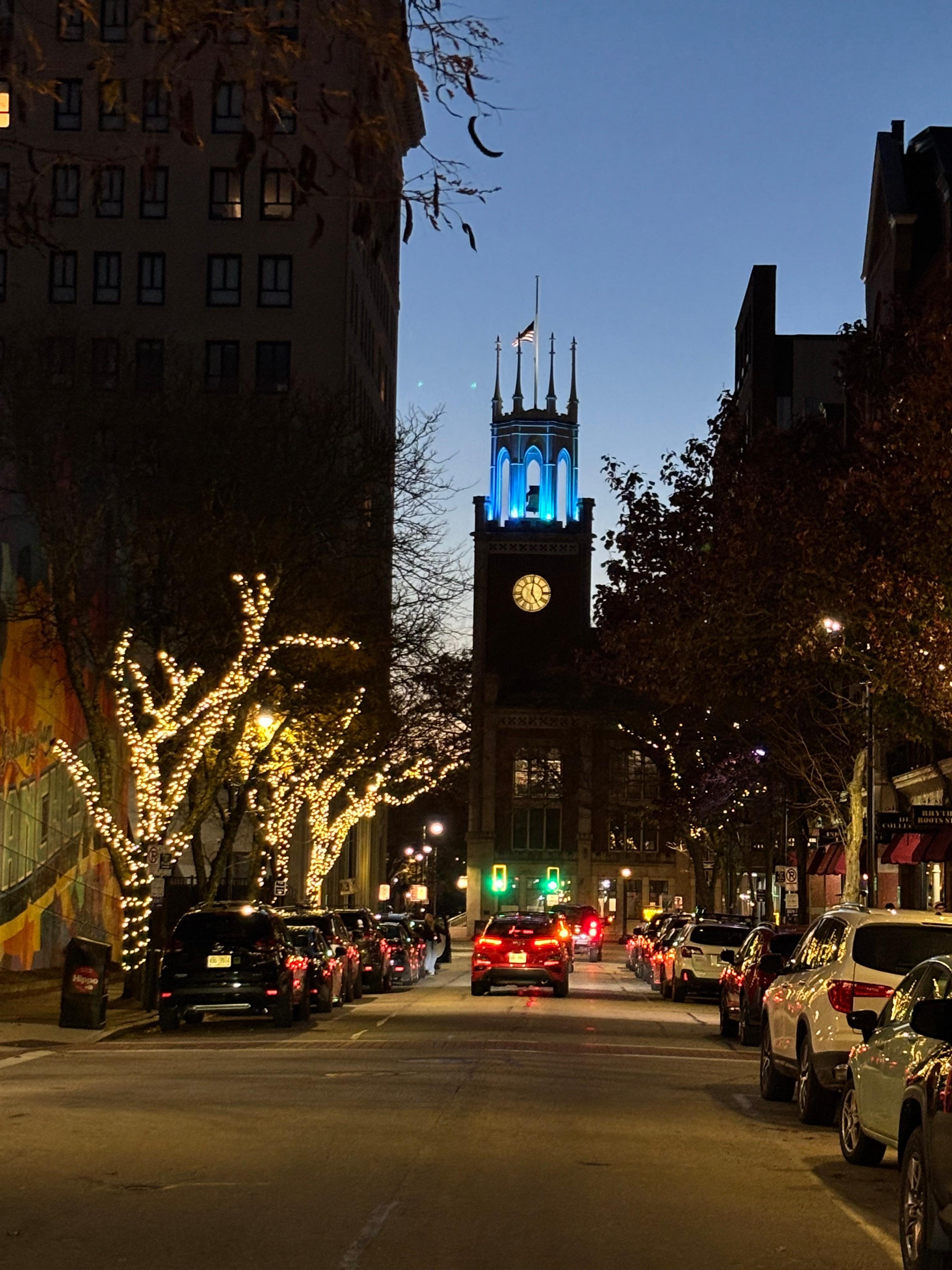 Downtown Manchester at night 