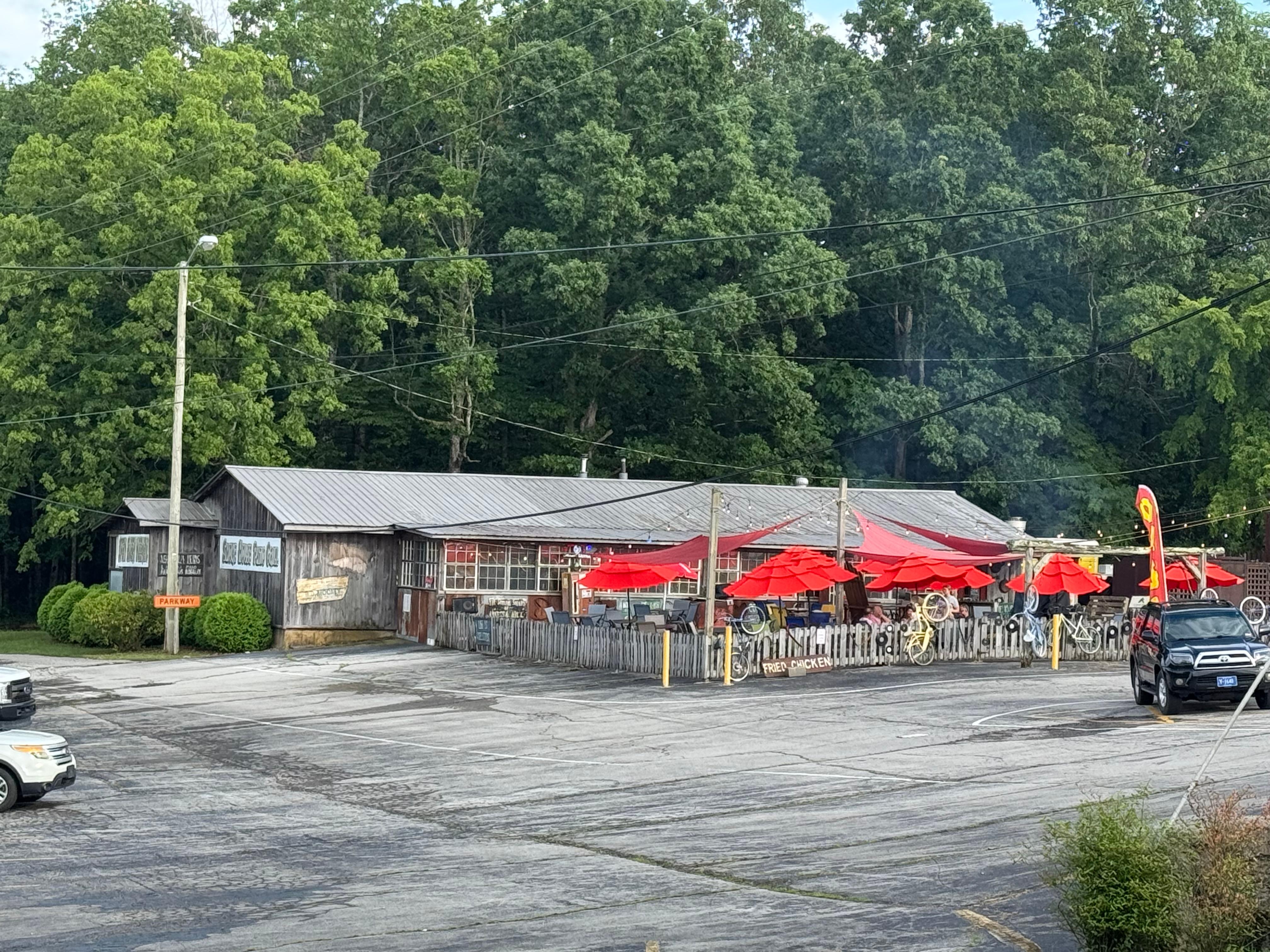 The restaurant is just a few steps away from the lodge 
