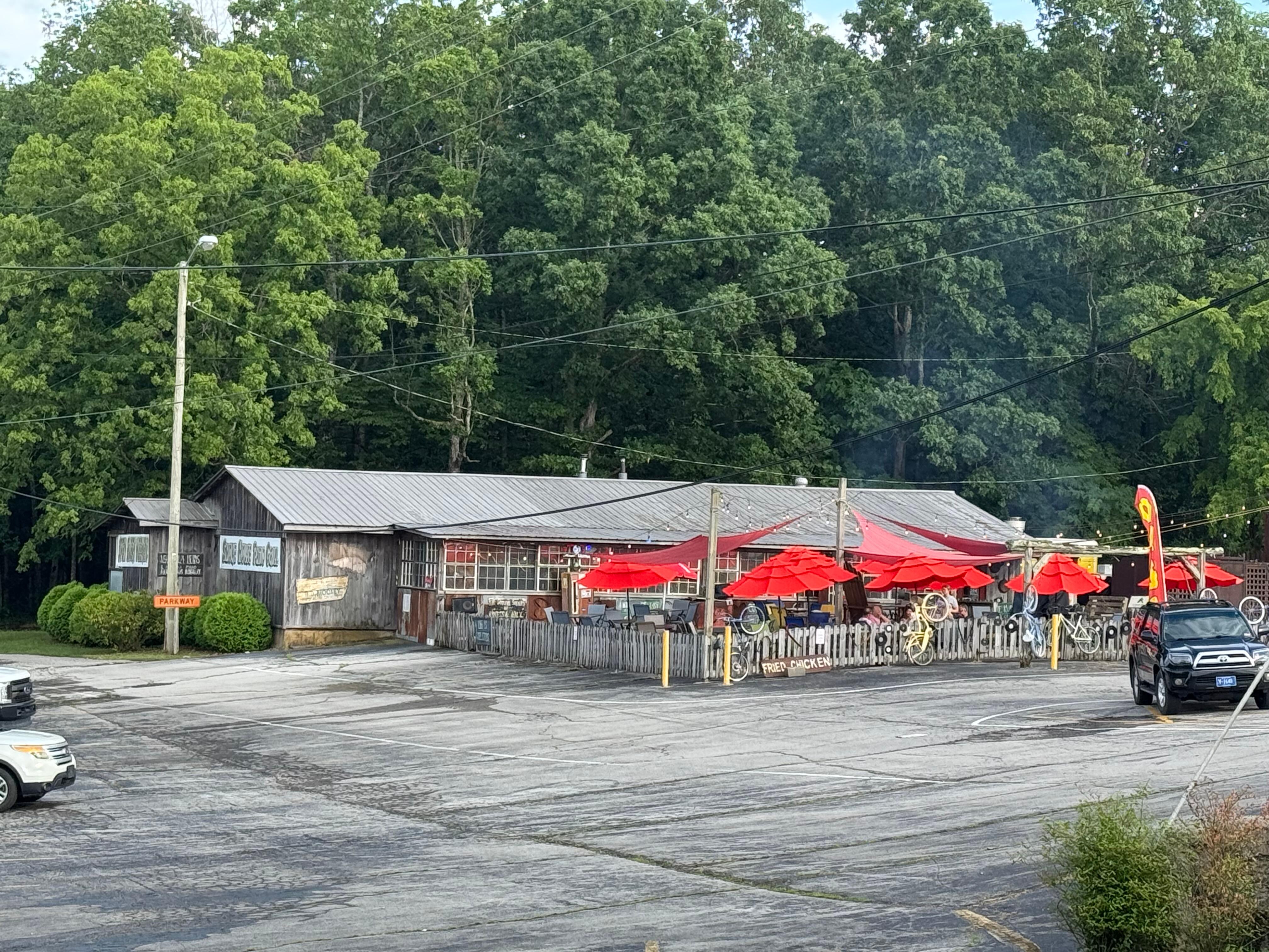 The restaurant is just a few steps away from the lodge 