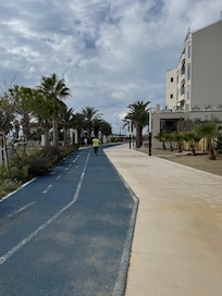 The beach front - 20 mins away in a cab