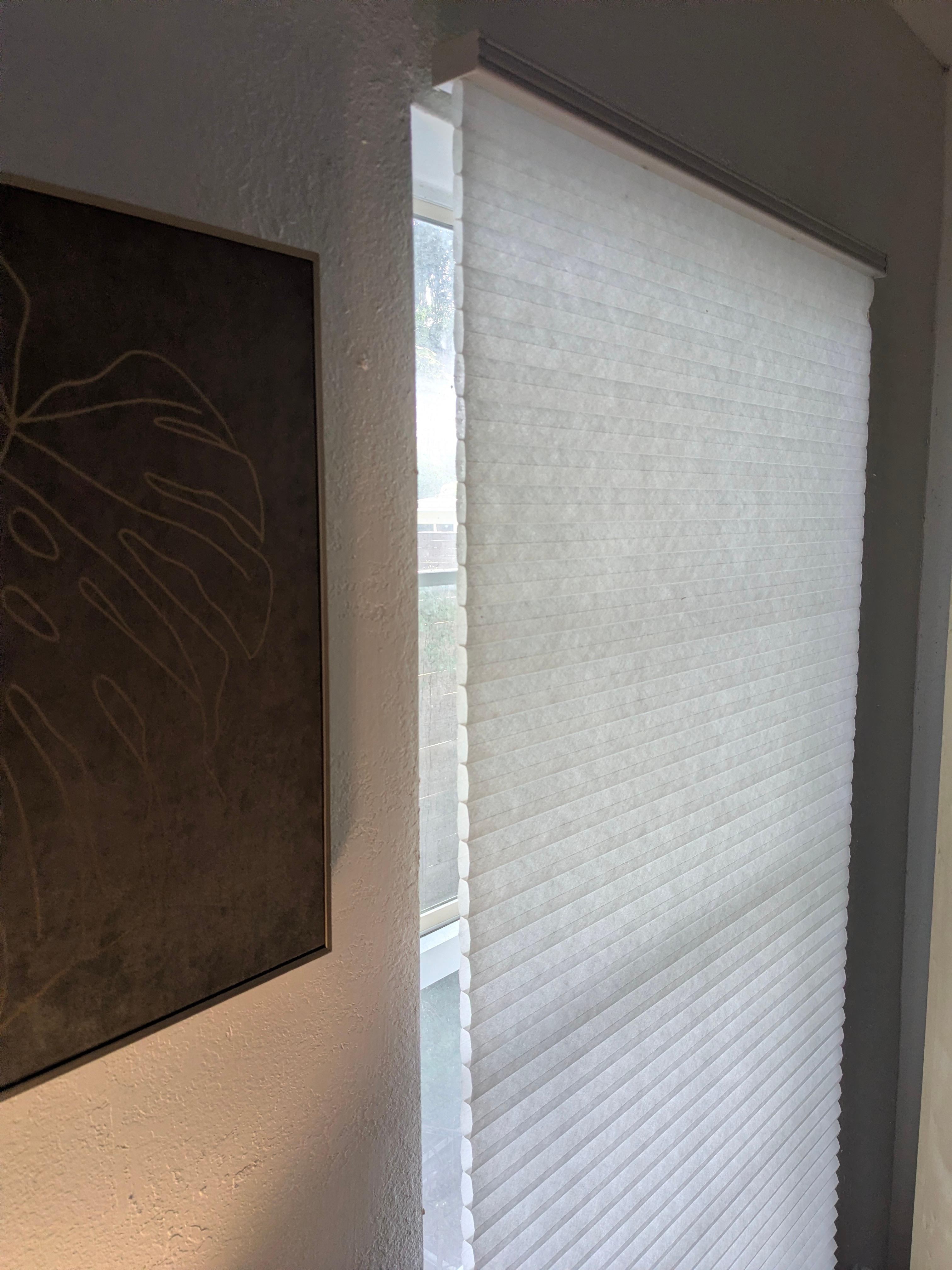 There were numerous shades mounted this was outside the window frame - including in bedrooms. No way to prevent someone from seeing in at night.
