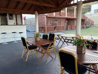 Comfortable seating options both outside and inside the grounds