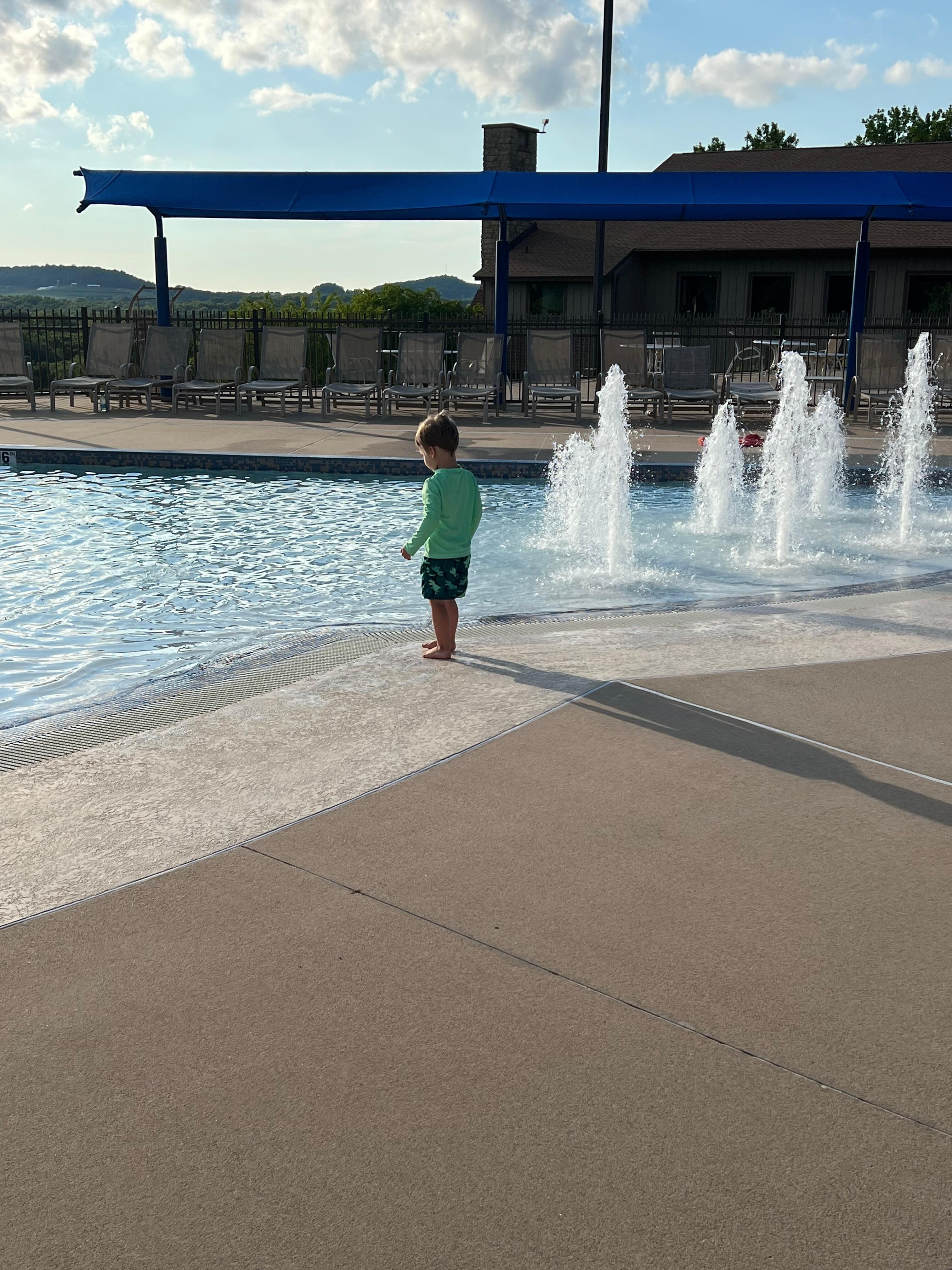 Enjoying the pool/splash pad. 