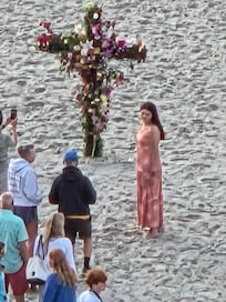 Sunrise service on beach, directly in front of our balcony.