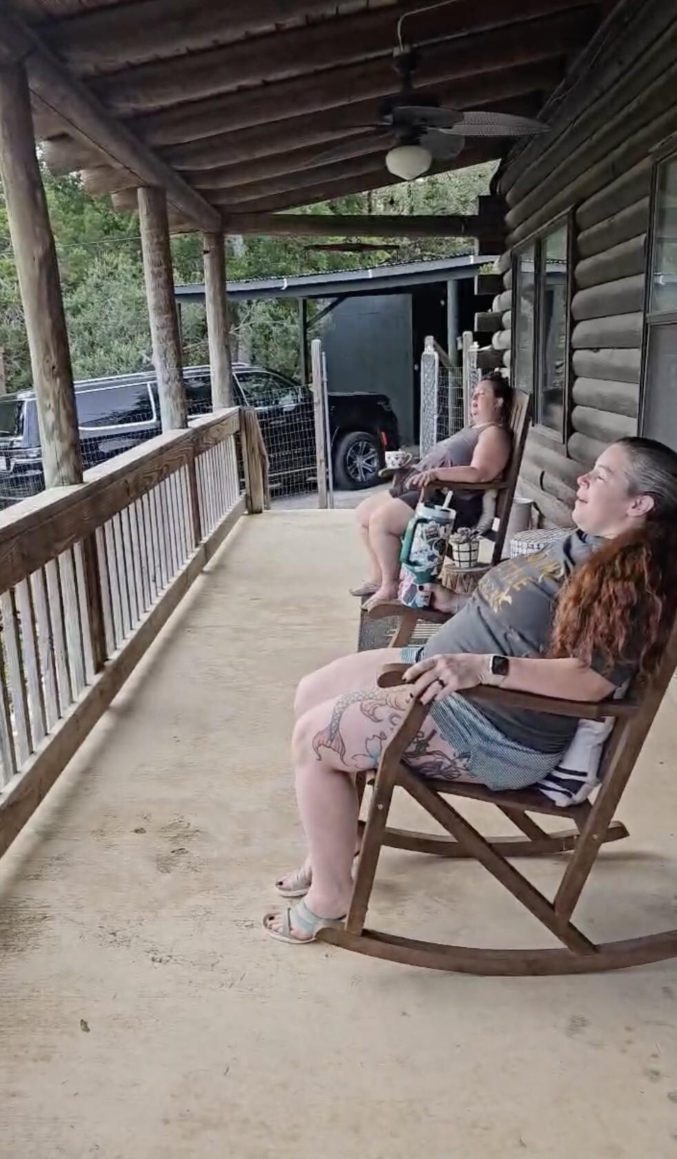 Enjoying a good 'ol fashioned sit 'n rock on the front porch