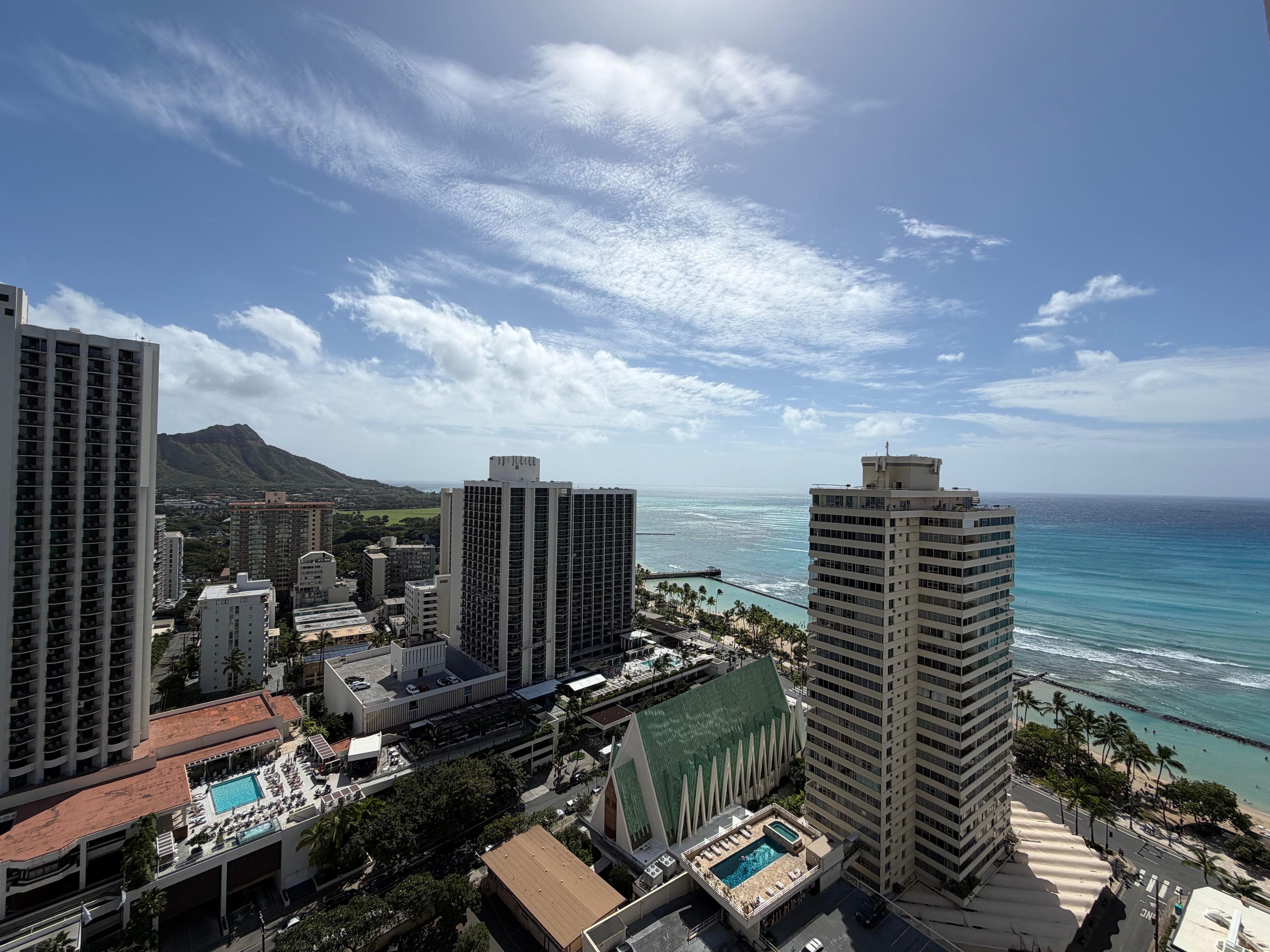 Diamond head and partial ocean view room.
