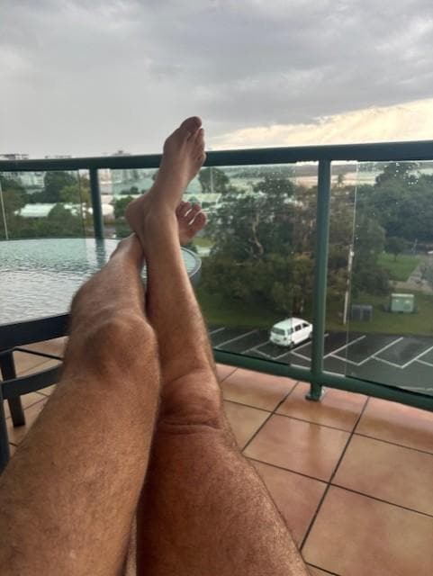 Feet up and relaxing
