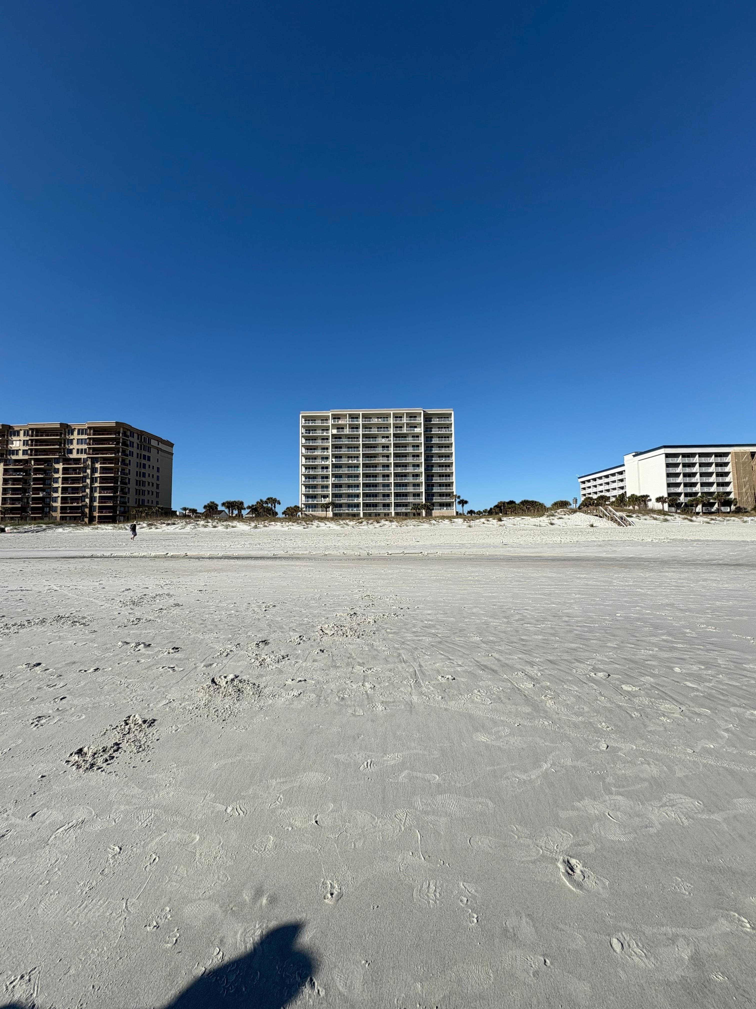 View of condo building from beach