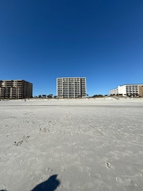 View of condo building from beach