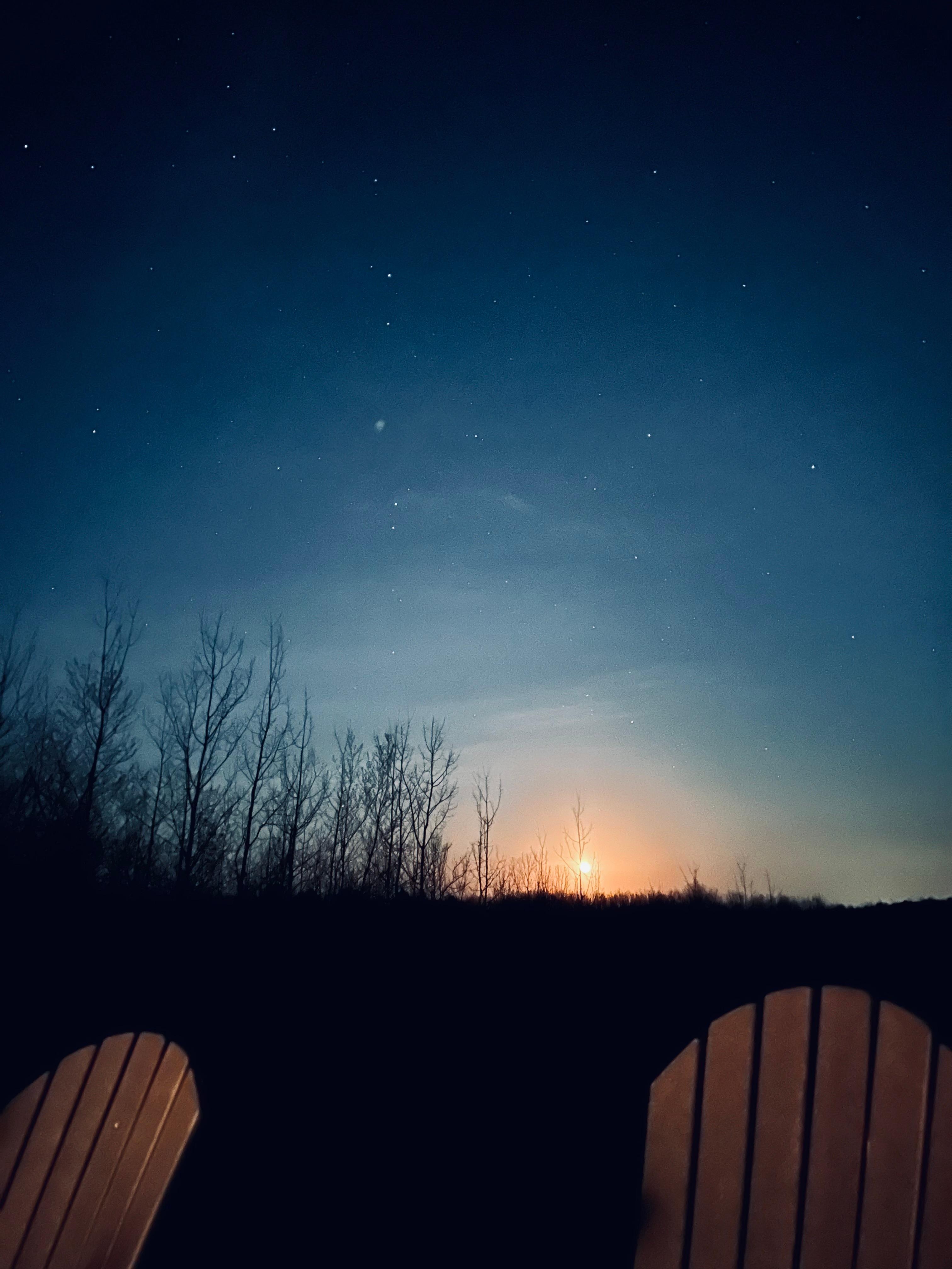 Fire pit moon view