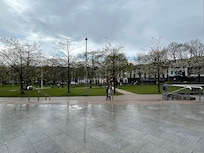 Eyre Square Park looking toward the hotel