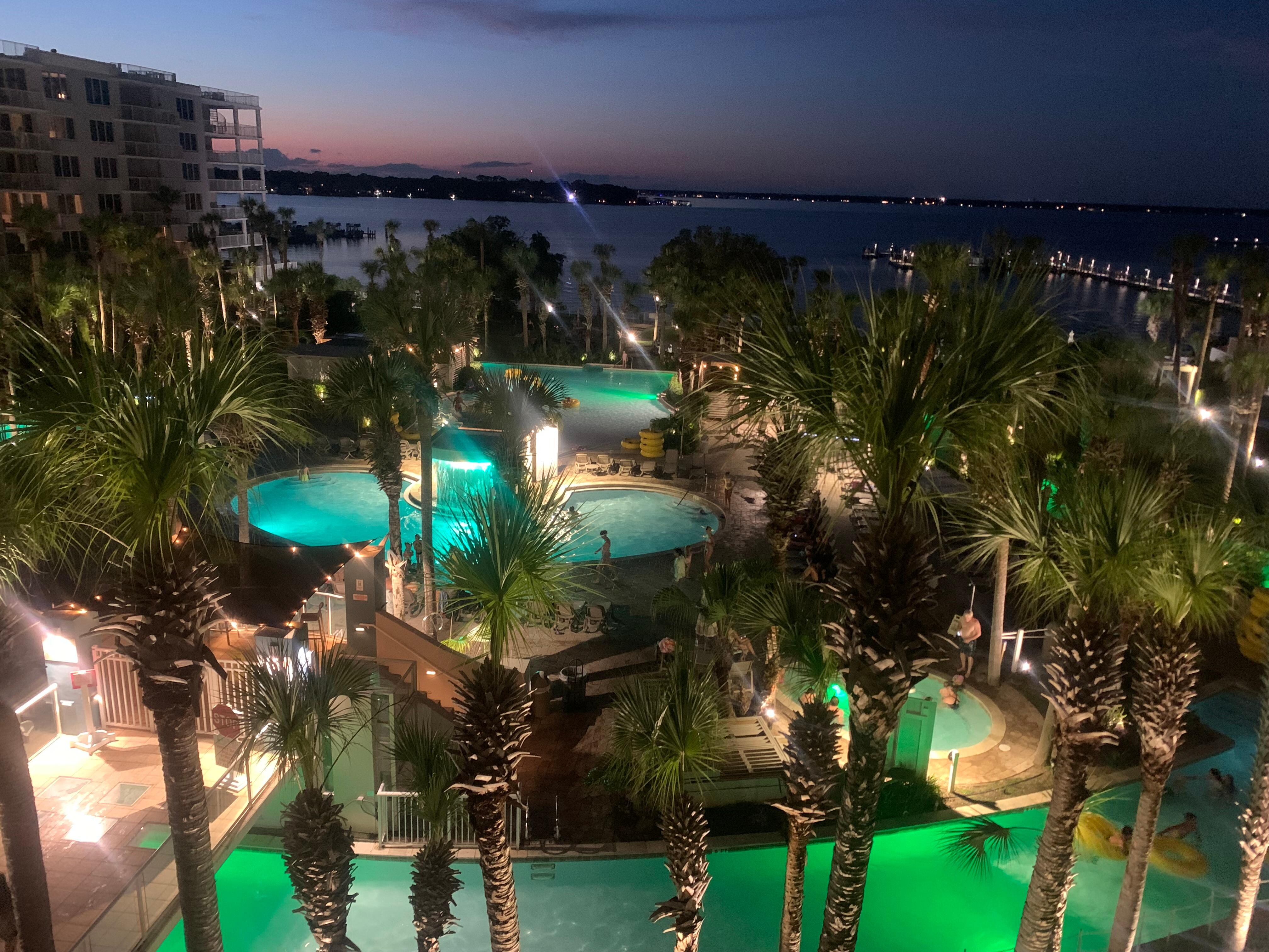 Bay side lazy river at night