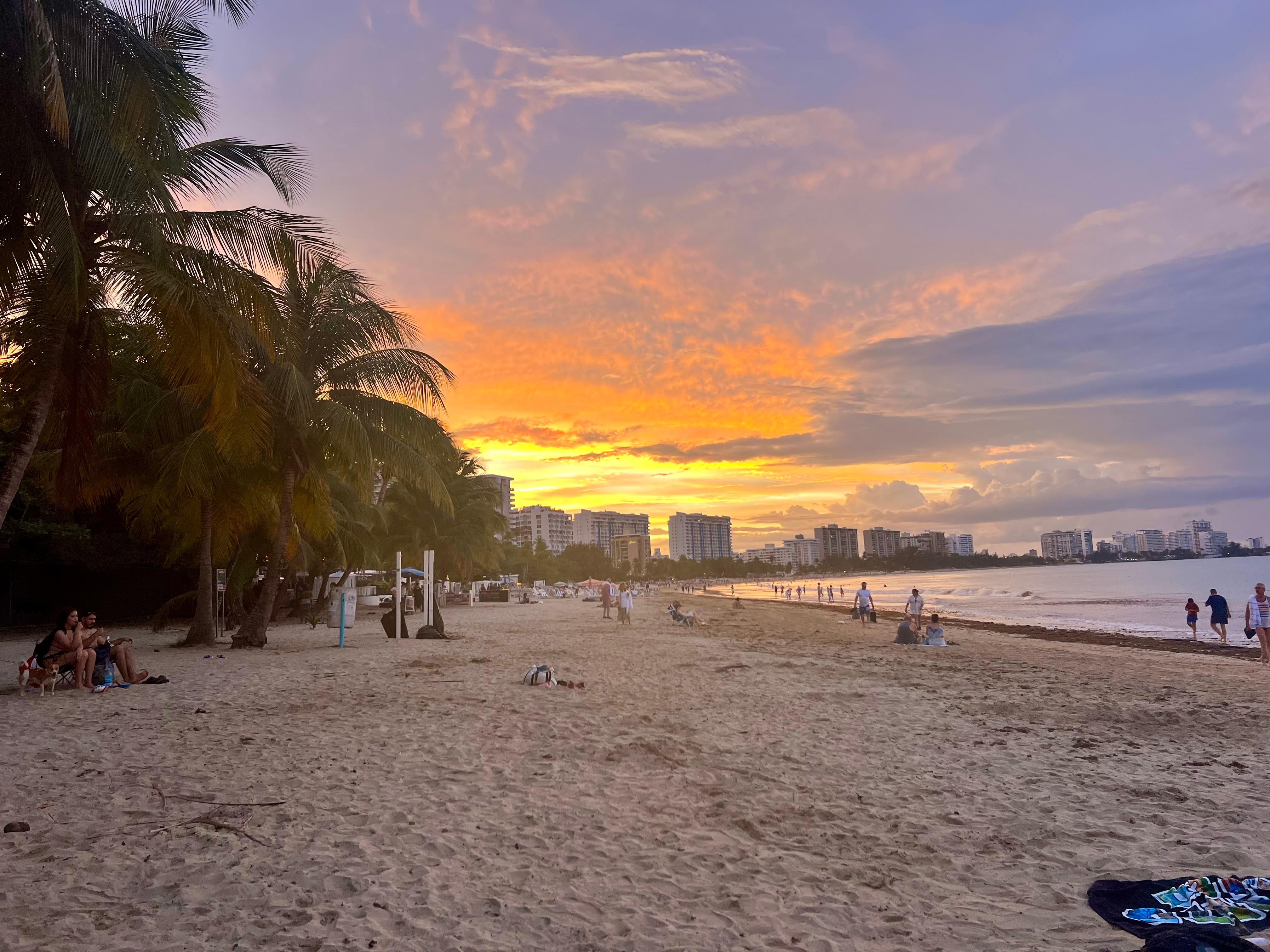 Sunset view at the beach spot directly in front of the building